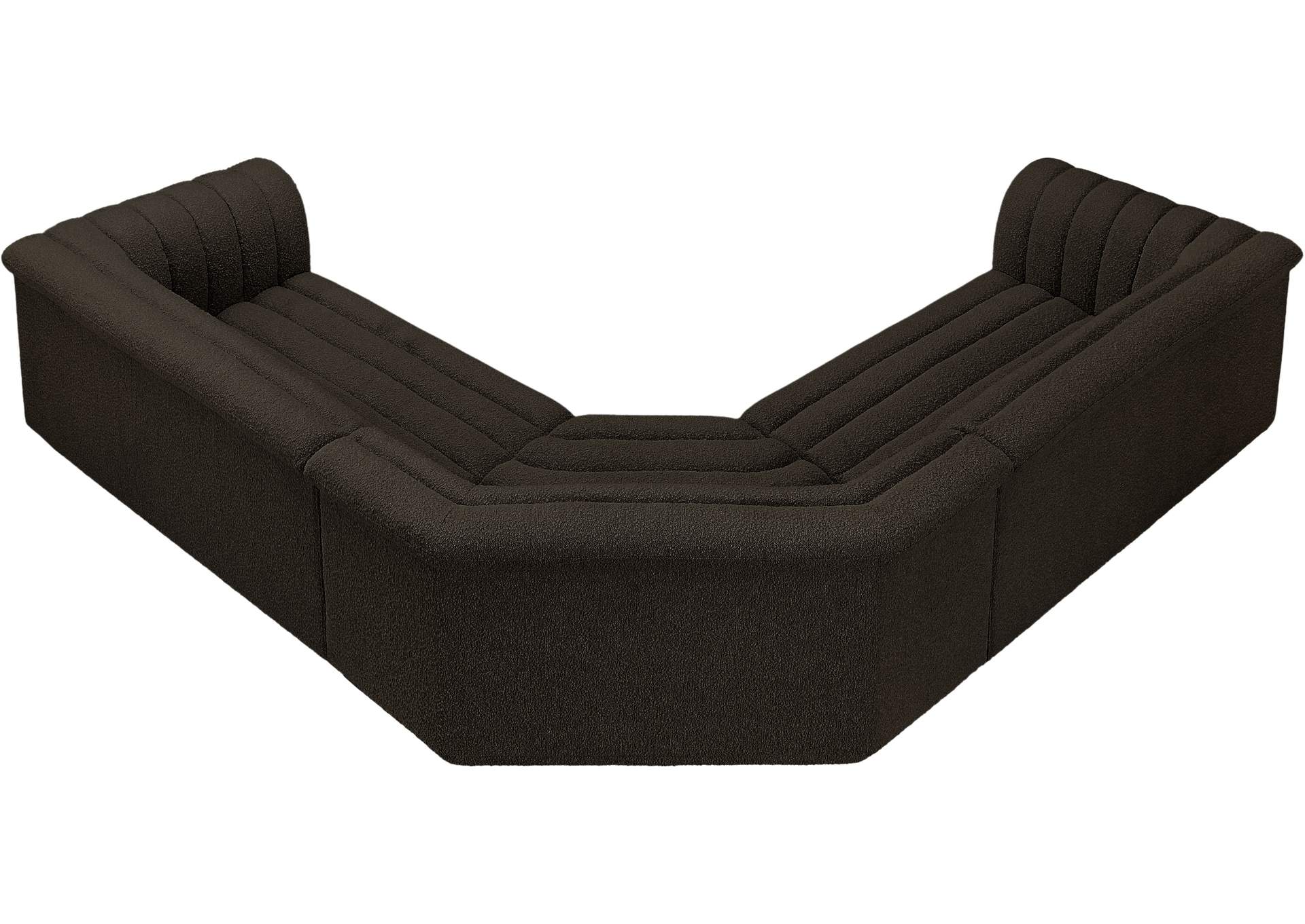 Cascade Brown Boucle Fabric Modular Sectional,Meridian Furniture