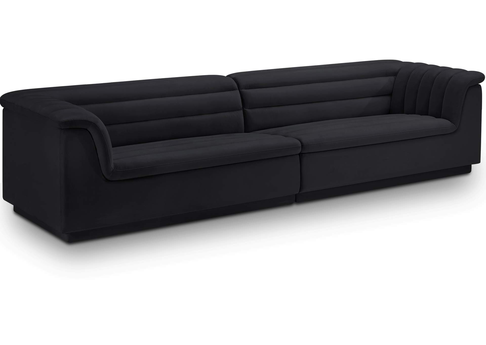 Cascade Black Velvet Fabric Modular Sofa,Meridian Furniture