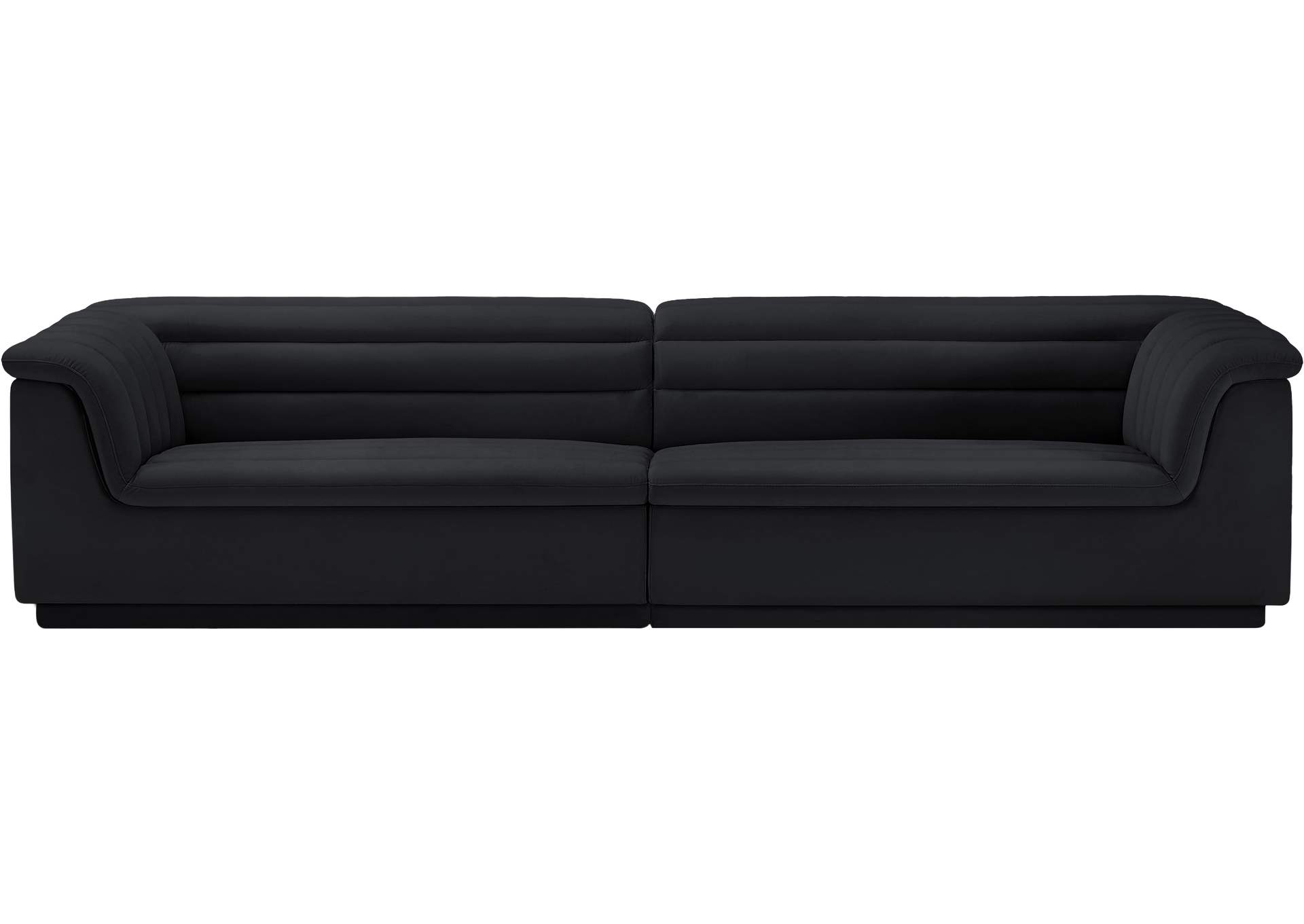 Cascade Black Velvet Fabric Modular Sofa,Meridian Furniture