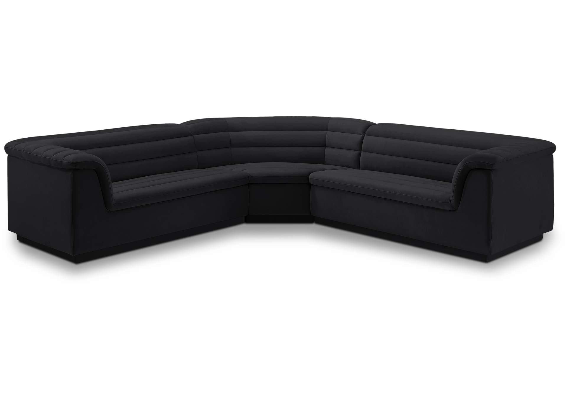 Cascade Black Velvet Fabric Modular Sectional,Meridian Furniture