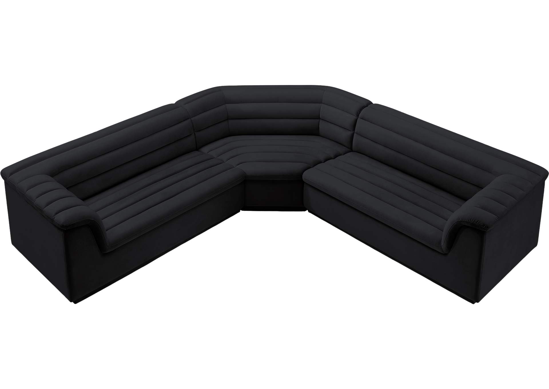 Cascade Black Velvet Fabric Modular Sectional,Meridian Furniture