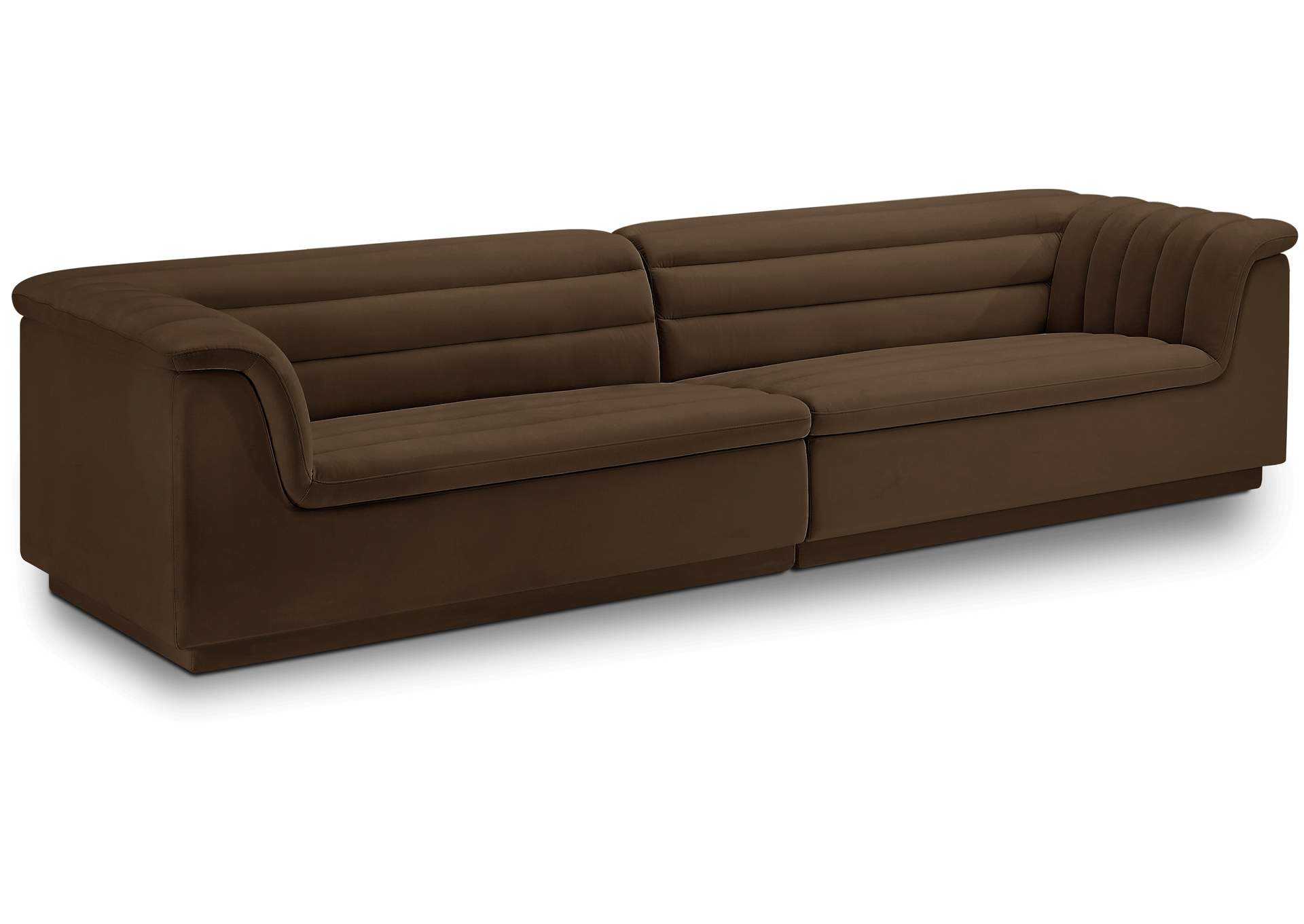 Cascade Brown Velvet Fabric Modular Sofa,Meridian Furniture