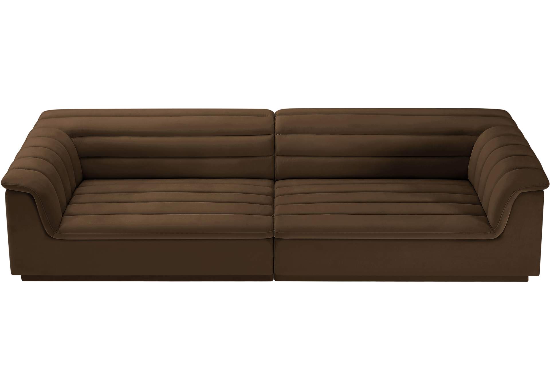 Cascade Brown Velvet Fabric Modular Sofa,Meridian Furniture