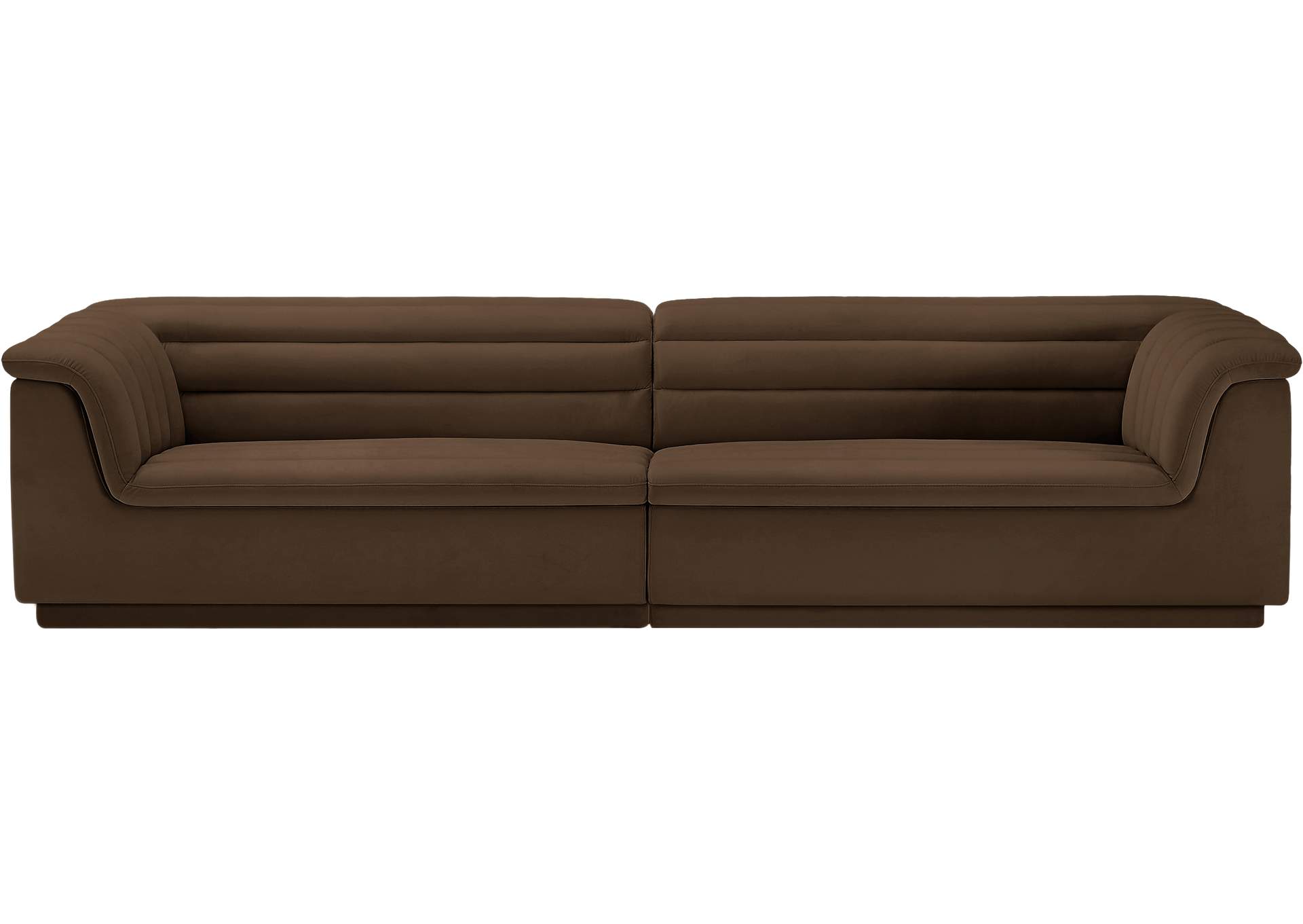 Cascade Brown Velvet Fabric Modular Sofa,Meridian Furniture