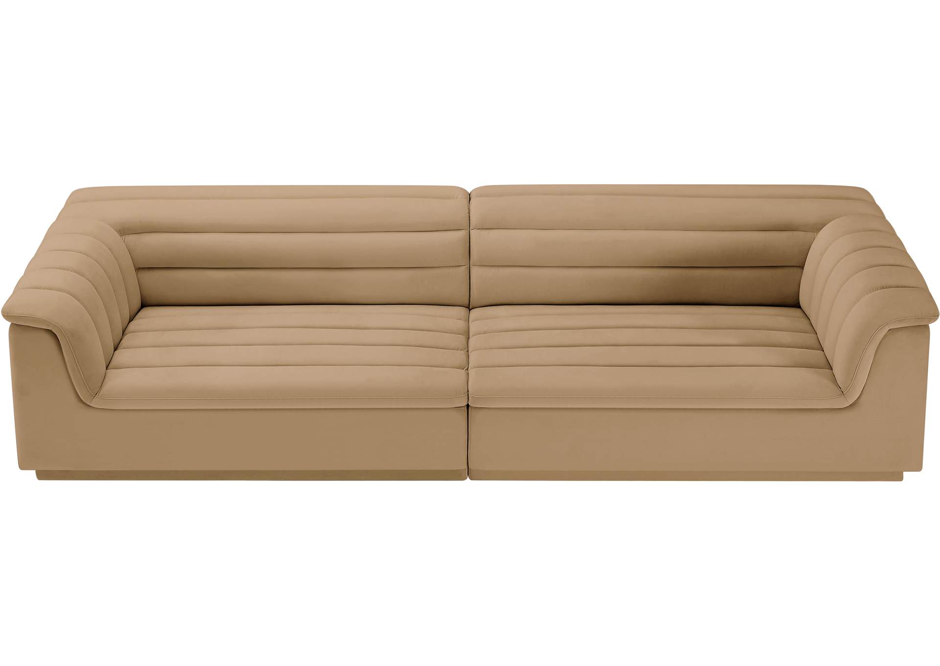 Cascade Camel Velvet Fabric Modular Sofa,Meridian Furniture