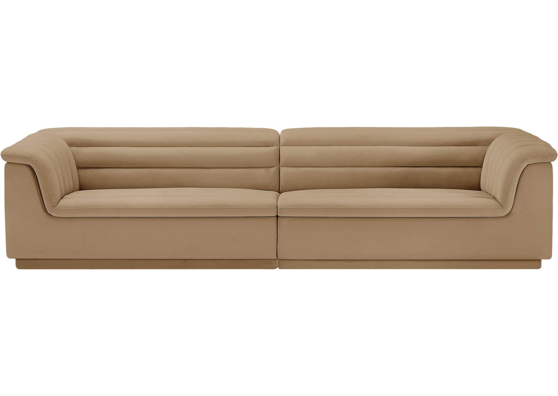 Cascade Camel Velvet Fabric Modular Sofa,Meridian Furniture