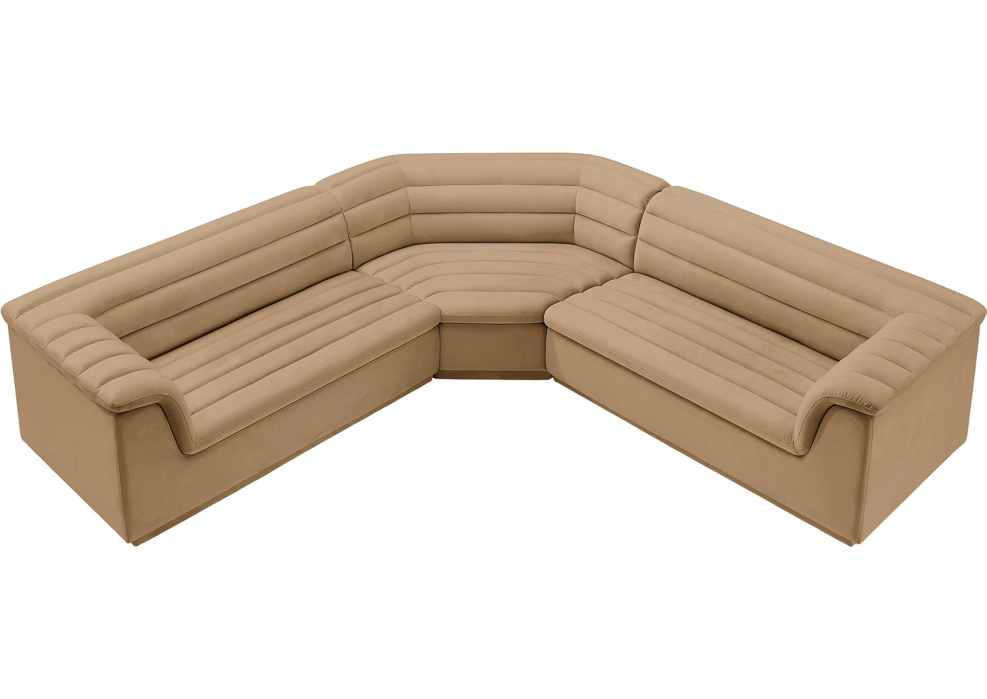 Cascade Camel Velvet Fabric Modular Sectional,Meridian Furniture