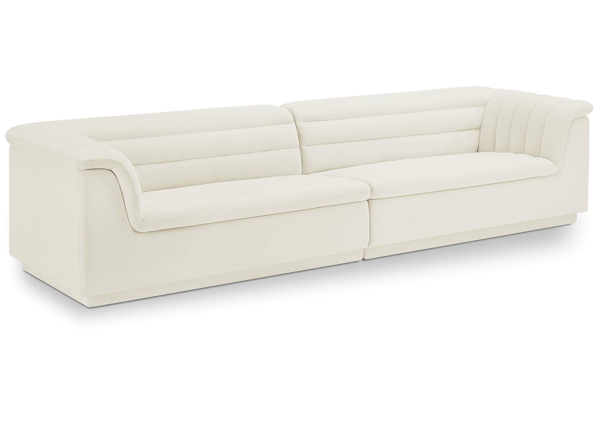 Cascade Cream Velvet Fabric Modular Sofa,Meridian Furniture
