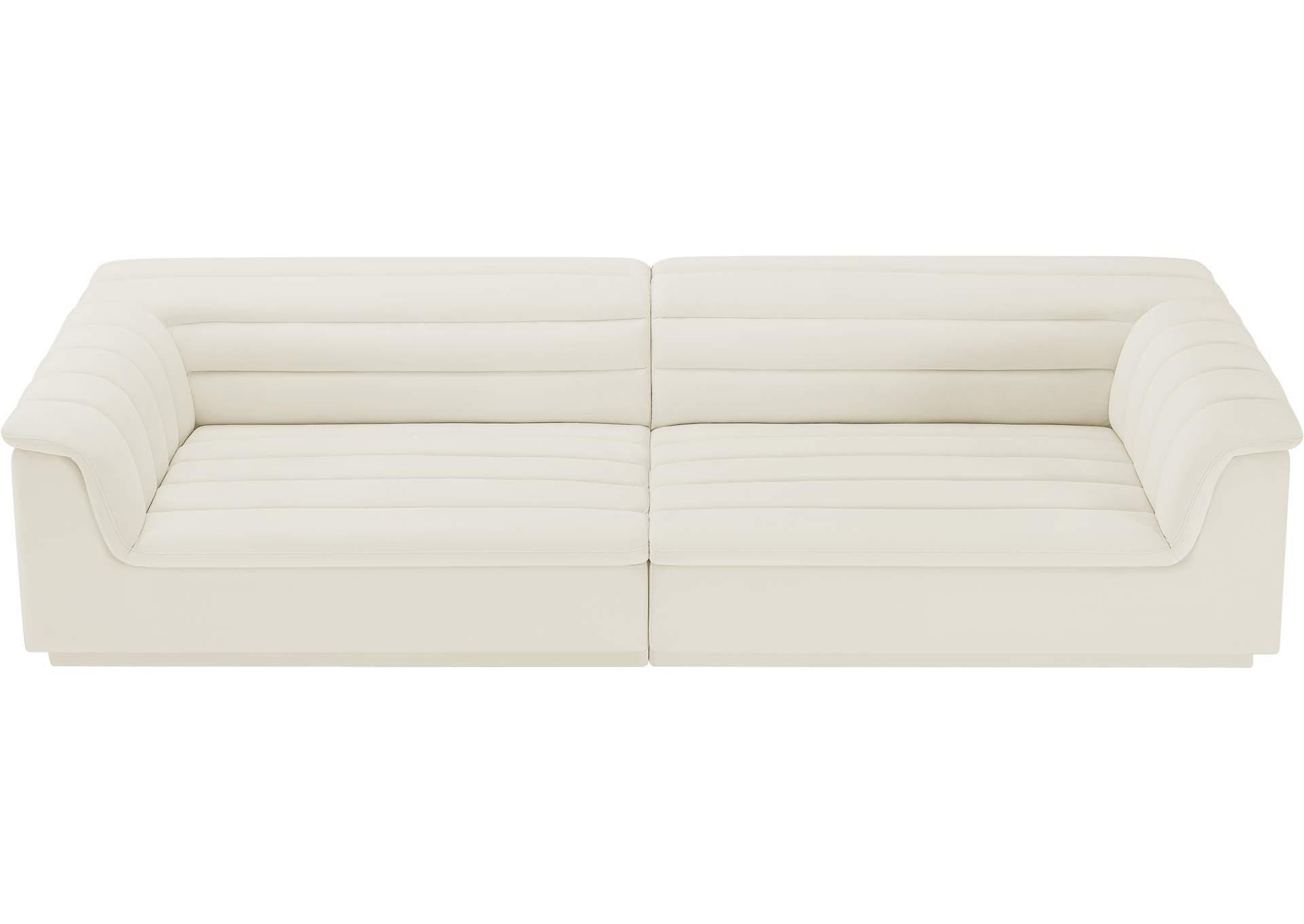Cascade Cream Velvet Fabric Modular Sofa,Meridian Furniture