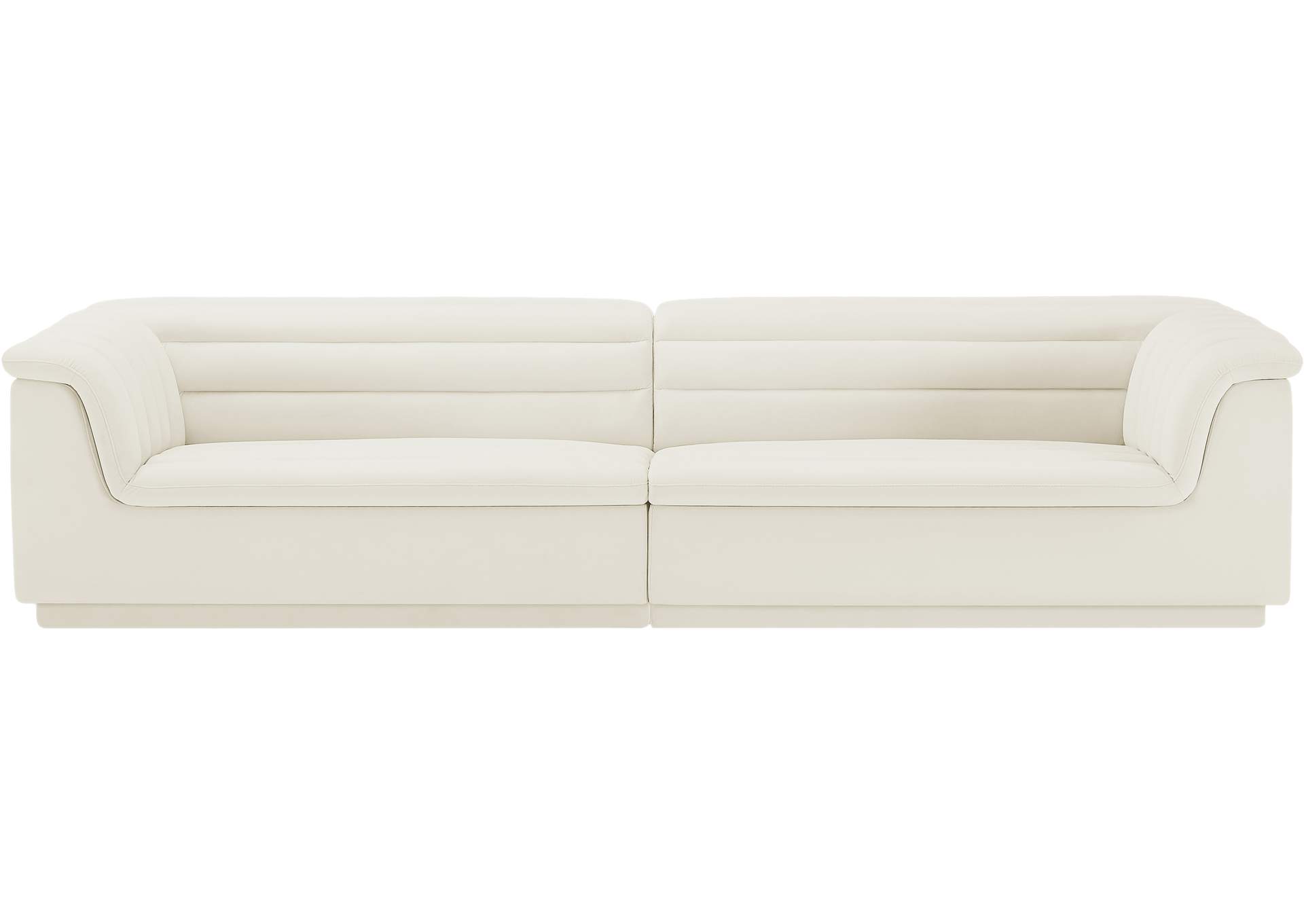 Cascade Cream Velvet Fabric Modular Sofa,Meridian Furniture