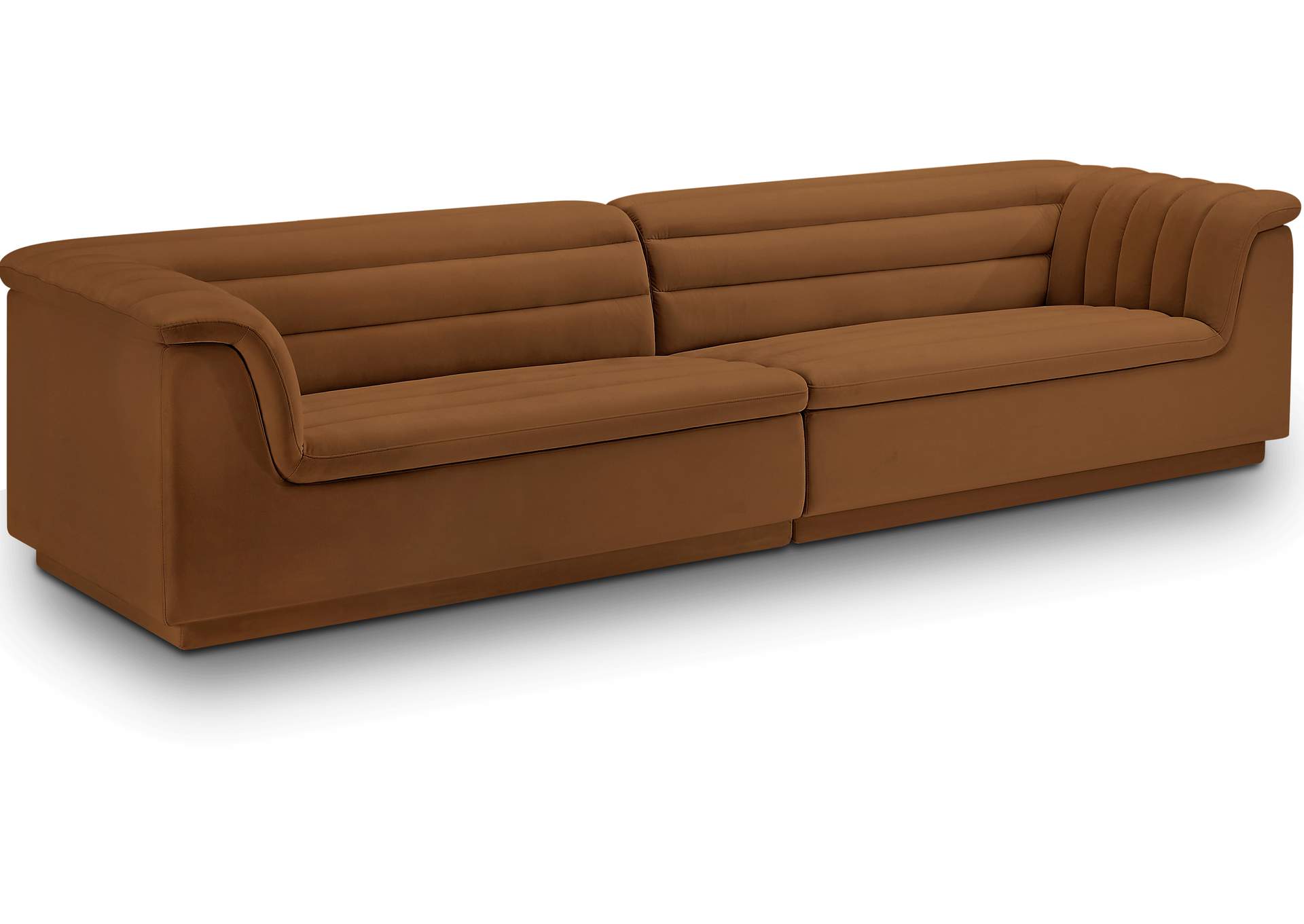 Cascade Saddle Velvet Fabric Modular Sofa,Meridian Furniture
