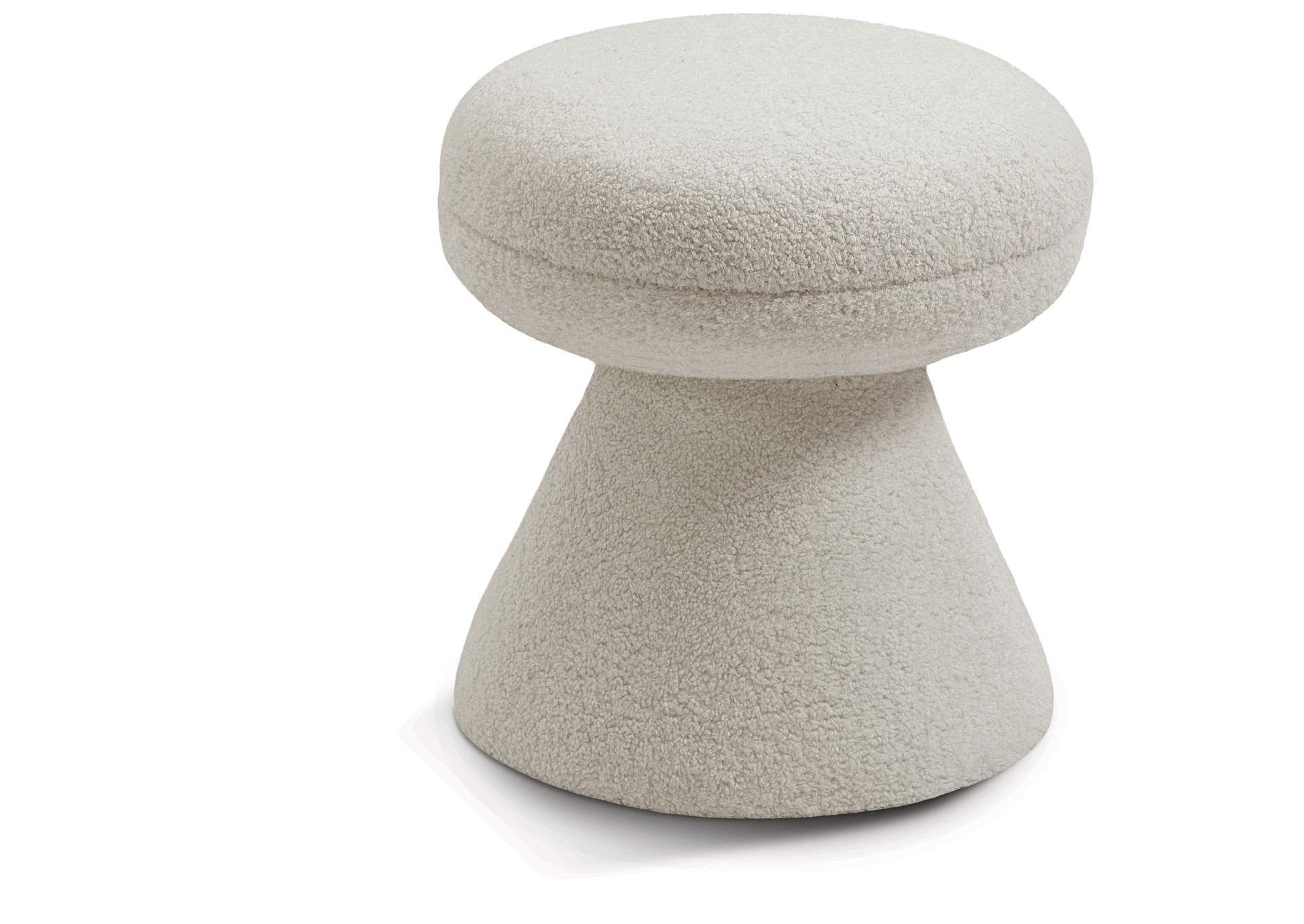 Drum Beige Faux Shearling Teddy Fabric Ottoman - Stool,Meridian Furniture