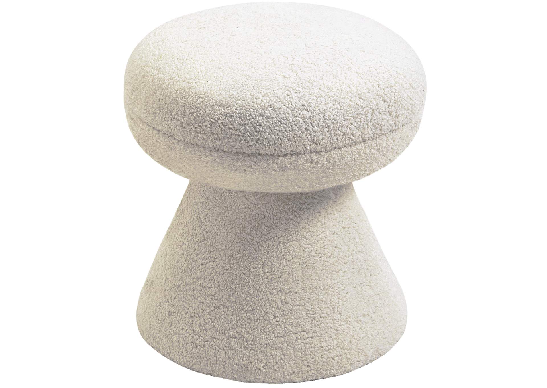 Drum Beige Faux Shearling Teddy Fabric Ottoman - Stool,Meridian Furniture