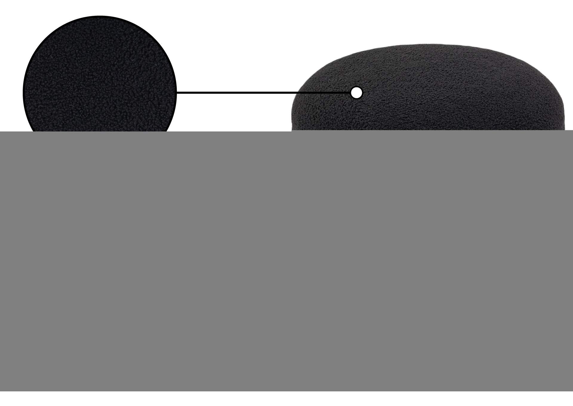 Drum Black Faux Shearling Teddy Fabric Ottoman - Stool,Meridian Furniture