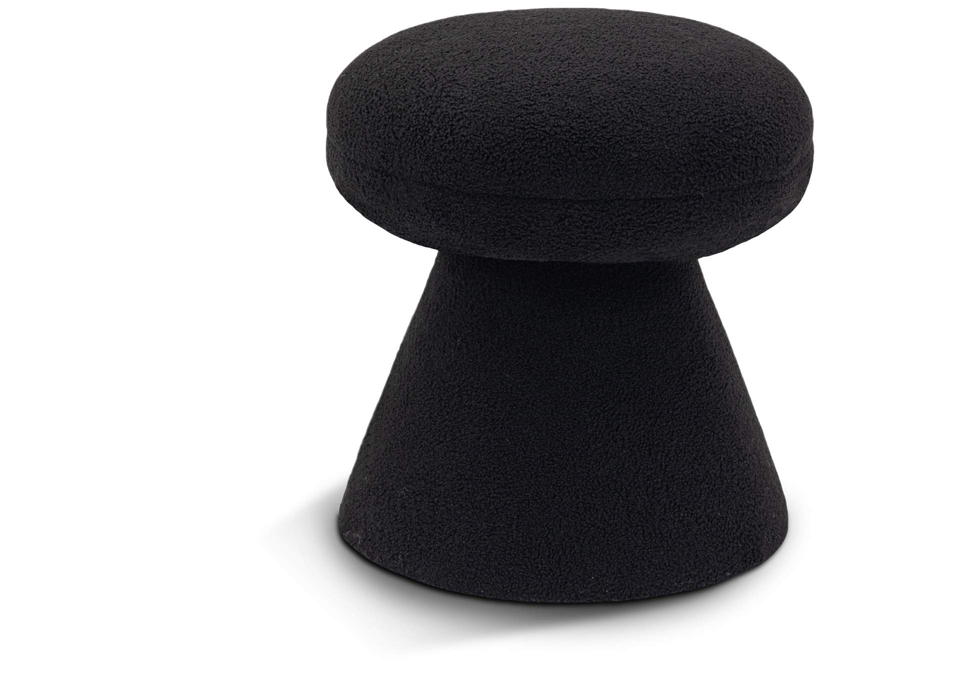 Drum Black Faux Shearling Teddy Fabric Ottoman - Stool,Meridian Furniture