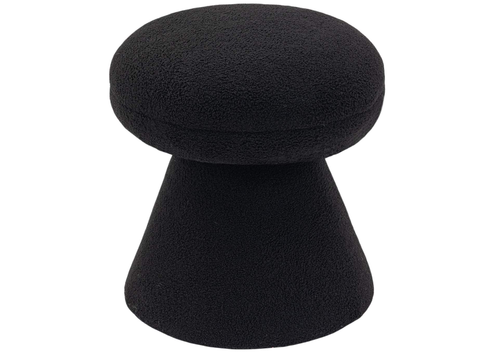 Drum Black Faux Shearling Teddy Fabric Ottoman - Stool,Meridian Furniture