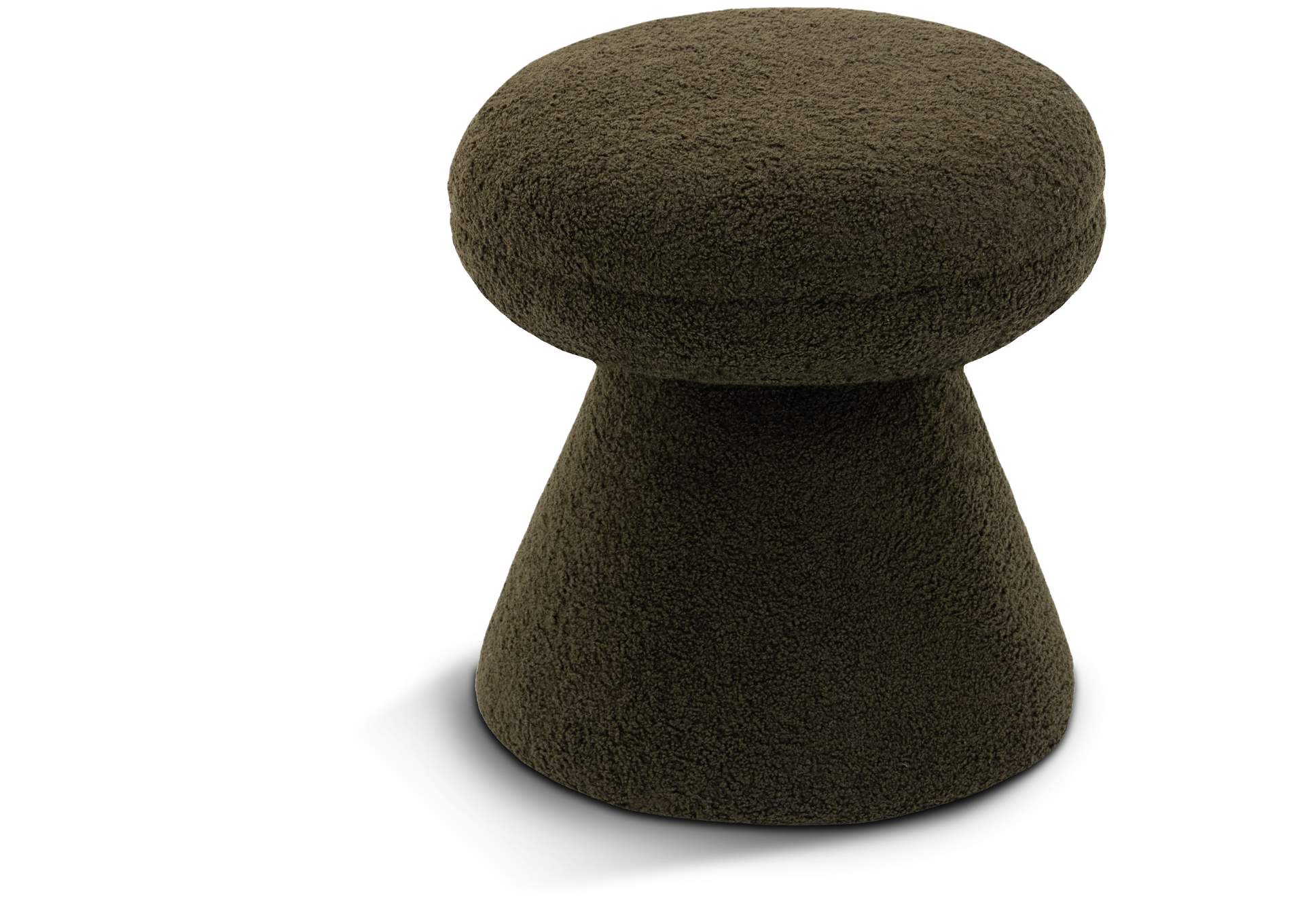 Drum Green Faux Shearling Teddy Fabric Ottoman - Stool,Meridian Furniture
