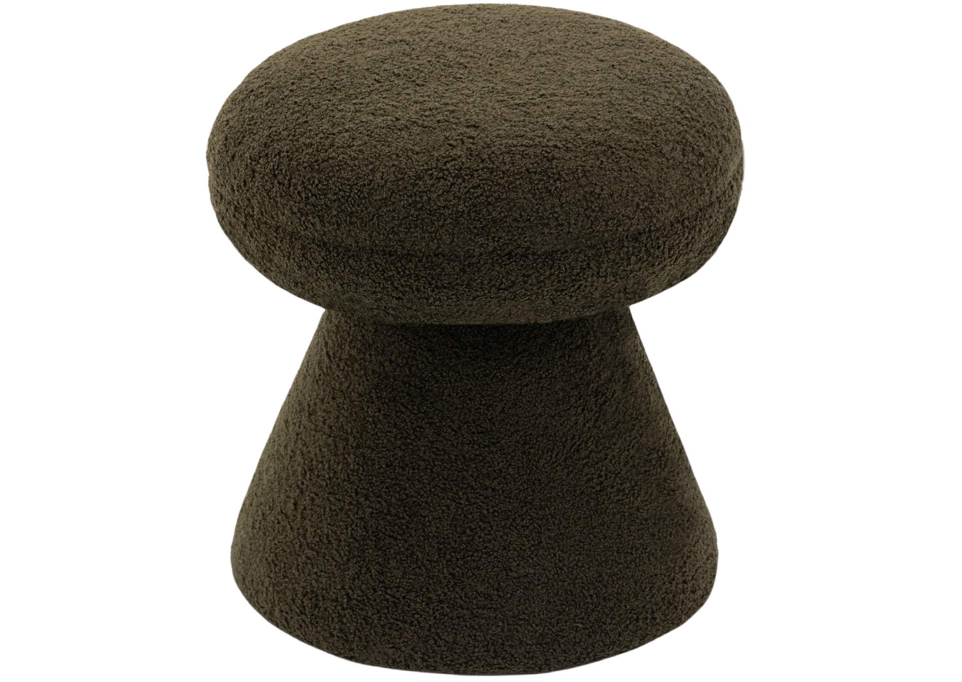 Drum Green Faux Shearling Teddy Fabric Ottoman - Stool,Meridian Furniture