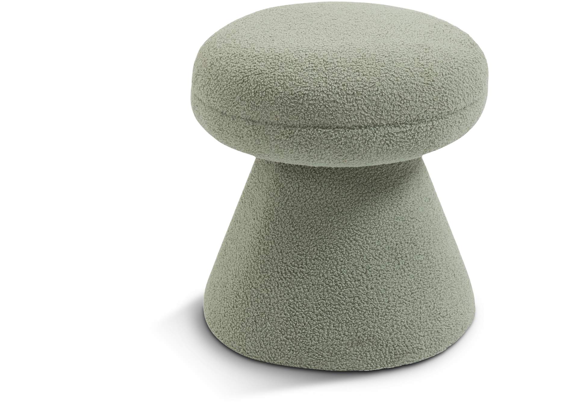 Drum Mint Faux Shearling Teddy Fabric Ottoman - Stool,Meridian Furniture