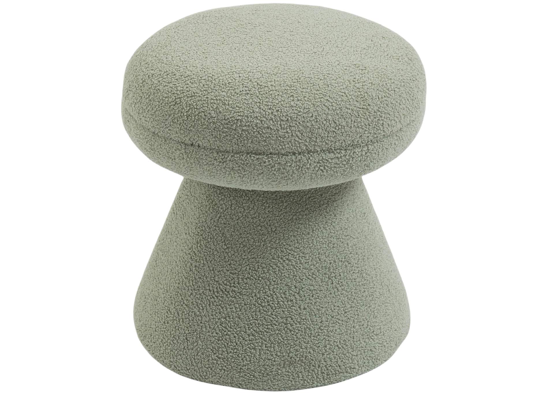 Drum Mint Faux Shearling Teddy Fabric Ottoman - Stool,Meridian Furniture