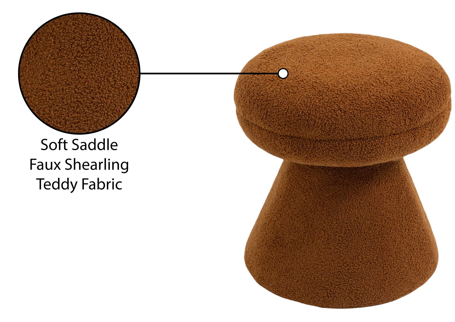 Drum Saddle Faux Shearling Teddy Fabric Ottoman - Stool,Meridian Furniture