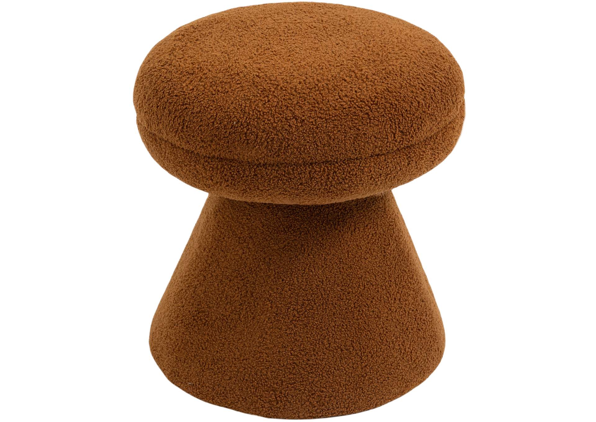 Drum Saddle Faux Shearling Teddy Fabric Ottoman - Stool,Meridian Furniture