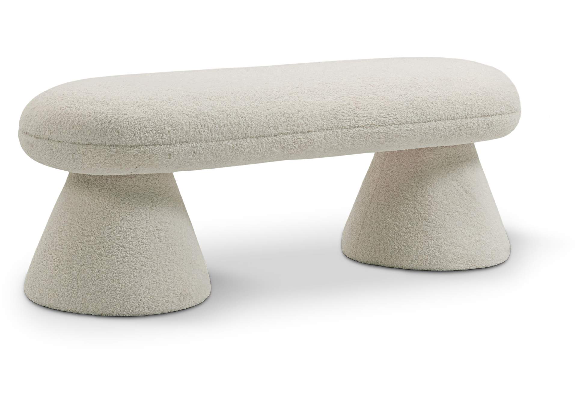 Drum Beige Faux Shearling Teddy Fabric Bench,Meridian Furniture
