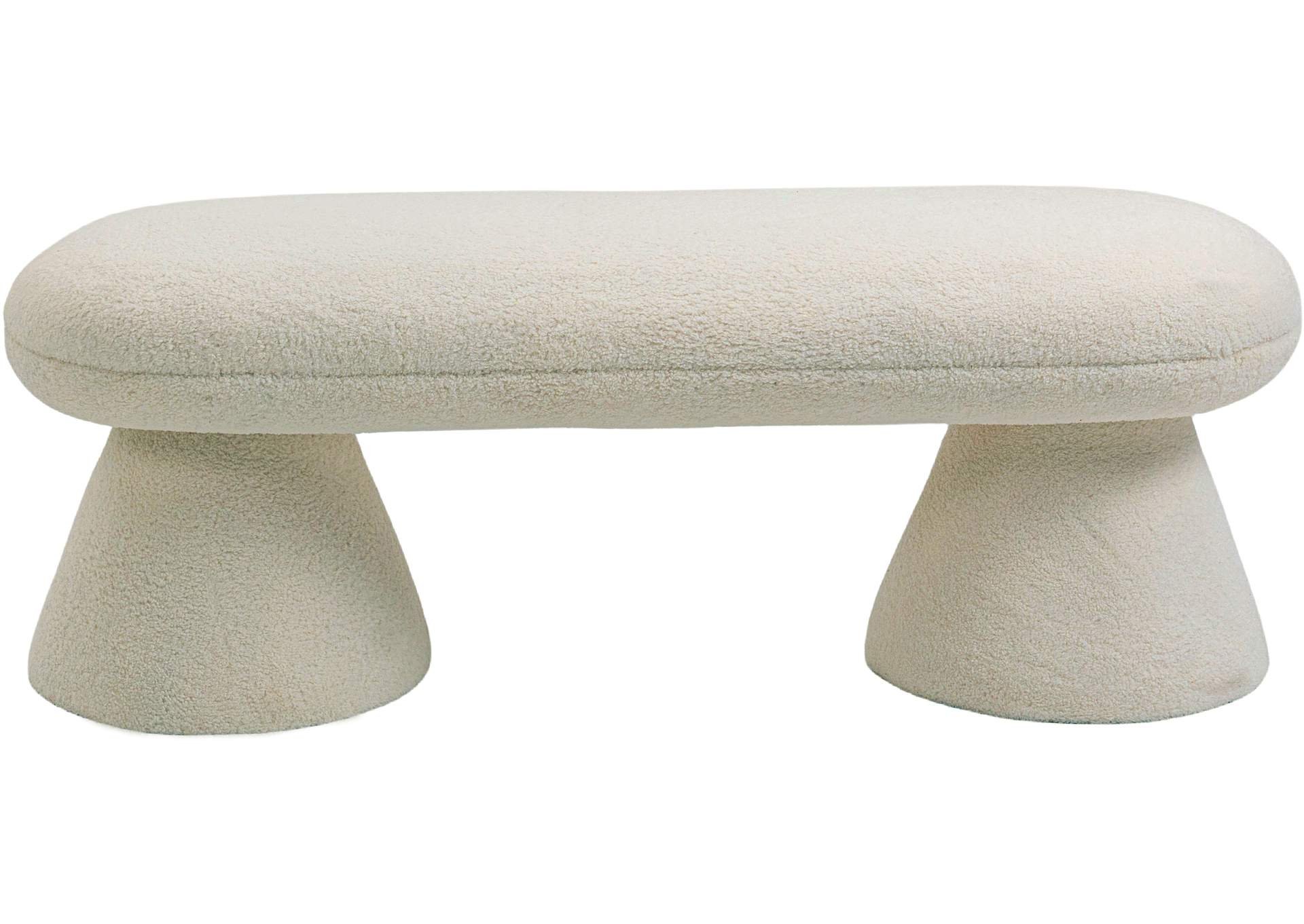 Drum Beige Faux Shearling Teddy Fabric Bench,Meridian Furniture