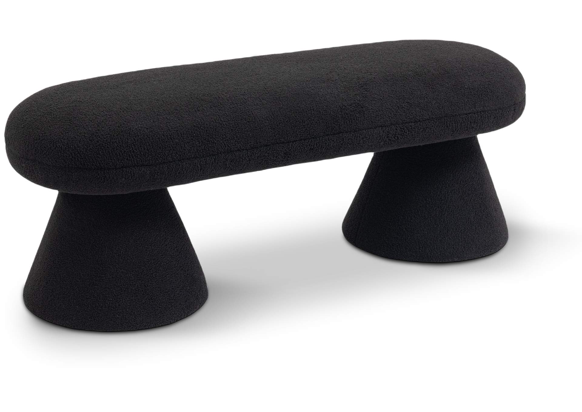 Drum Black Faux Shearling Teddy Fabric Bench,Meridian Furniture