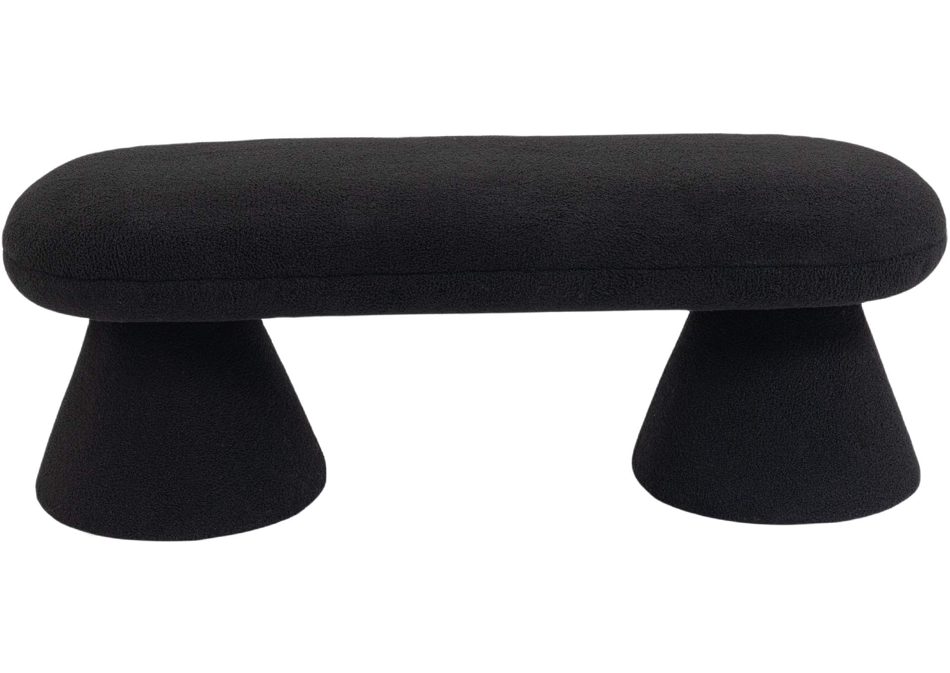 Drum Black Faux Shearling Teddy Fabric Bench,Meridian Furniture