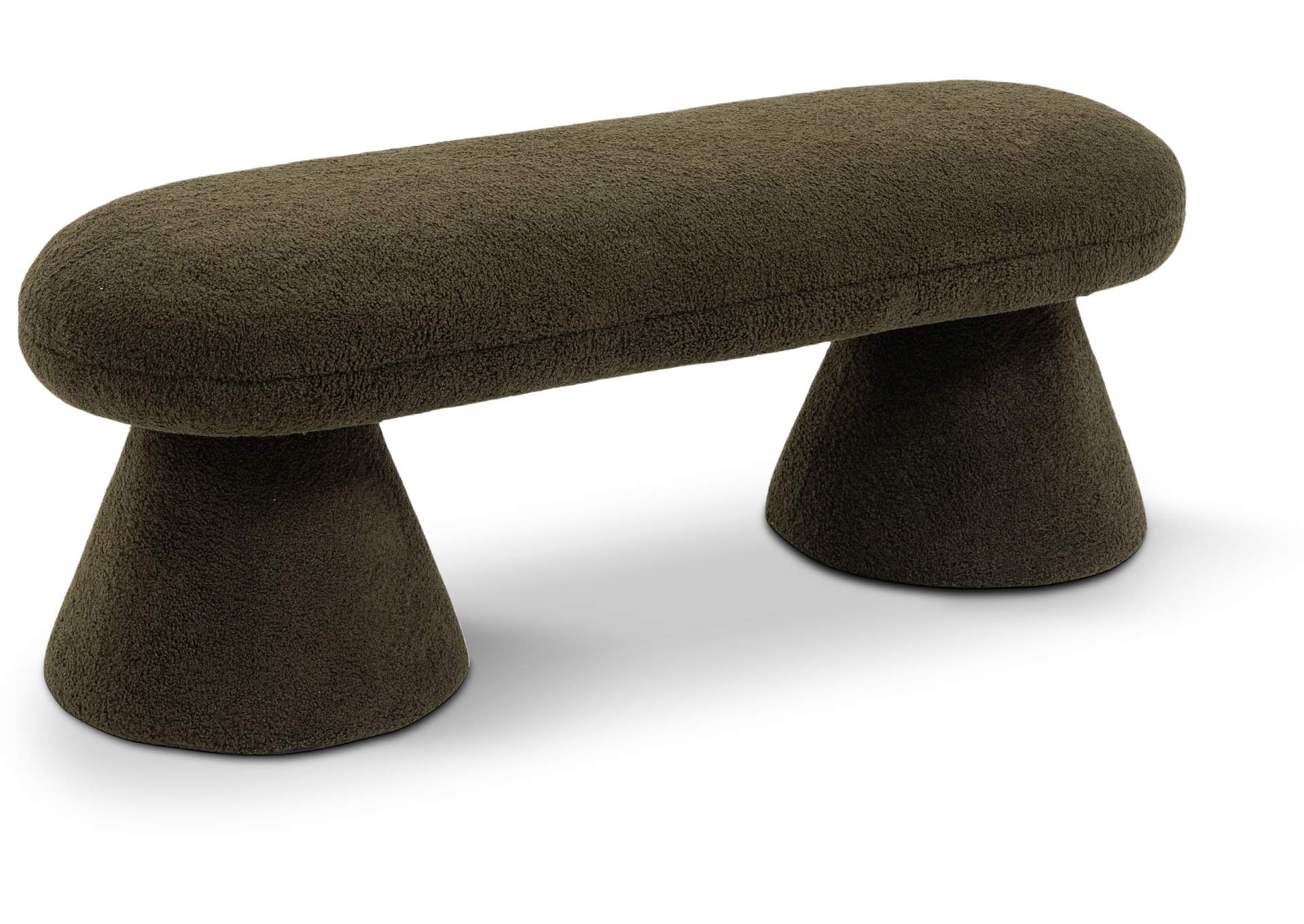 Drum Green Faux Shearling Teddy Fabric Bench,Meridian Furniture