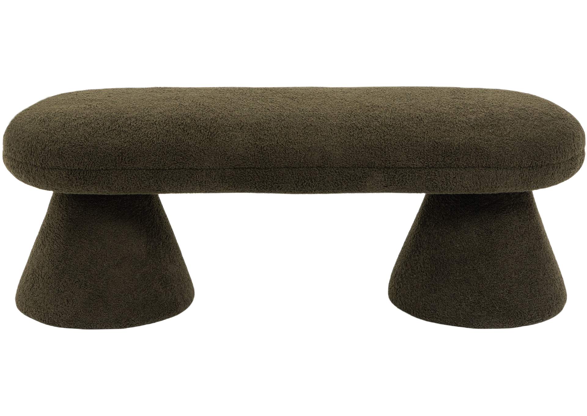 Drum Green Faux Shearling Teddy Fabric Bench,Meridian Furniture