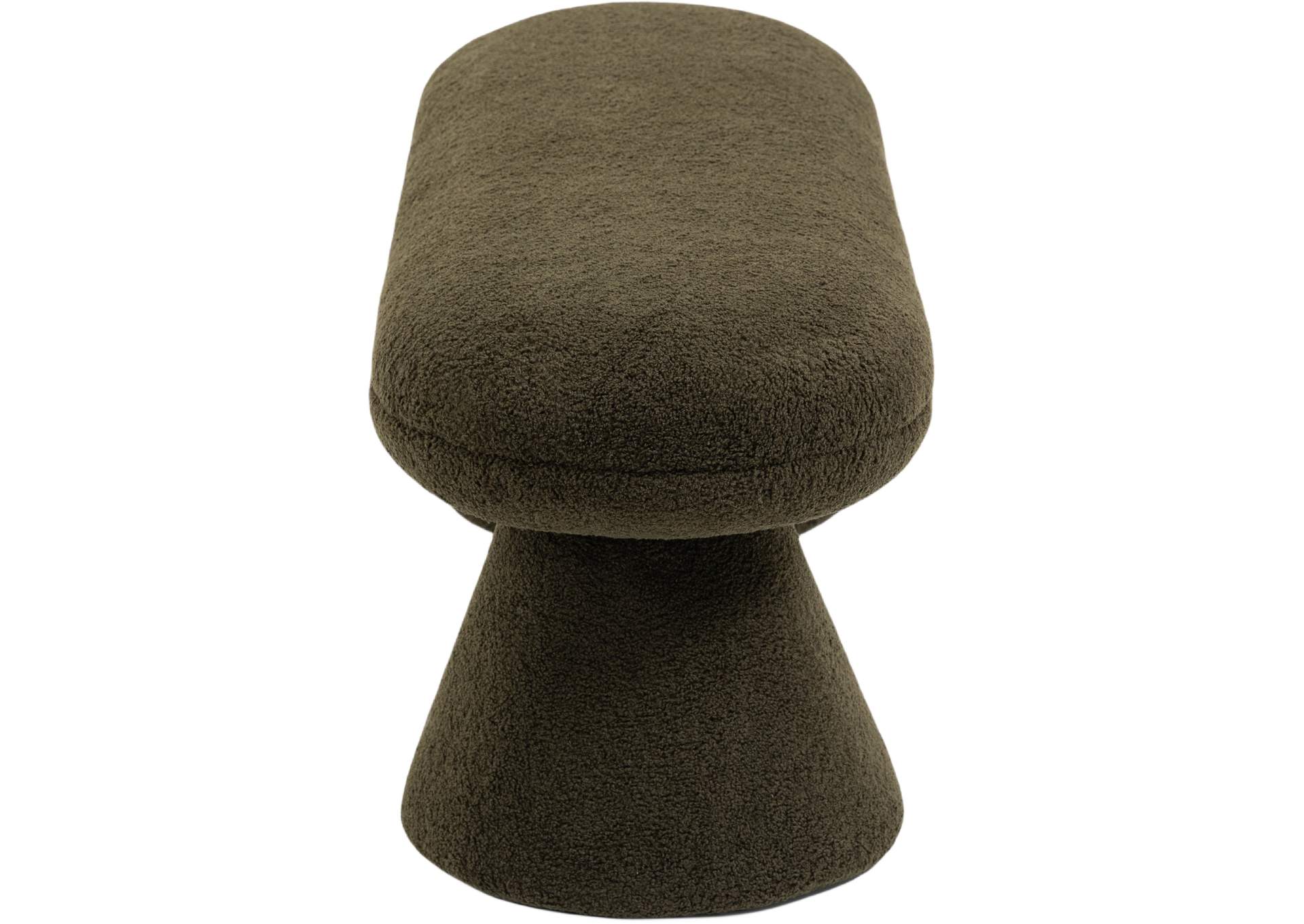 Drum Green Faux Shearling Teddy Fabric Bench,Meridian Furniture