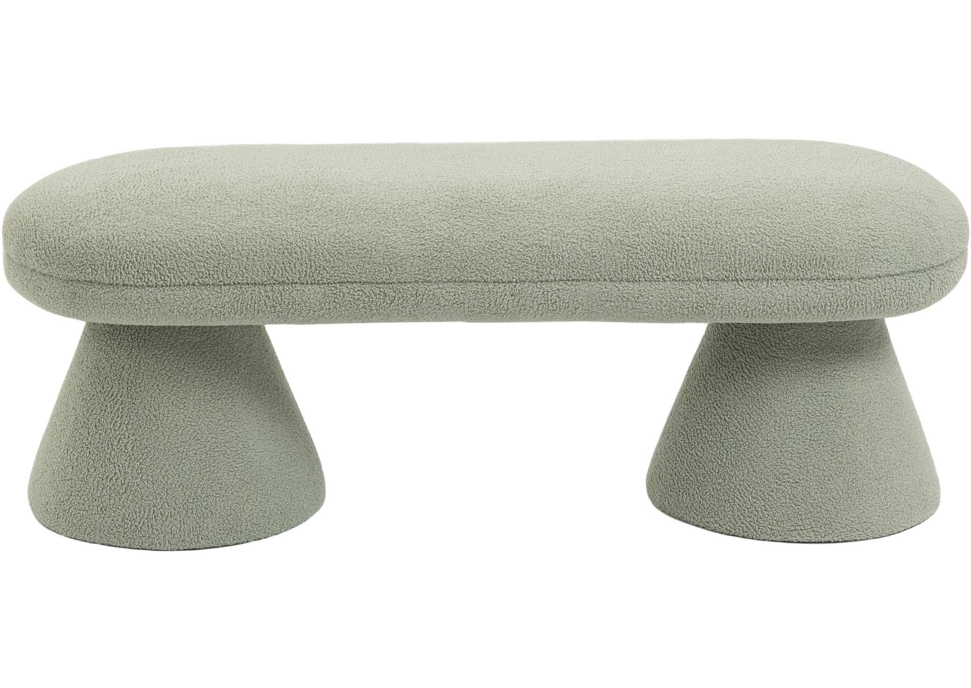 Drum Mint Faux Shearling Teddy Fabric Bench,Meridian Furniture