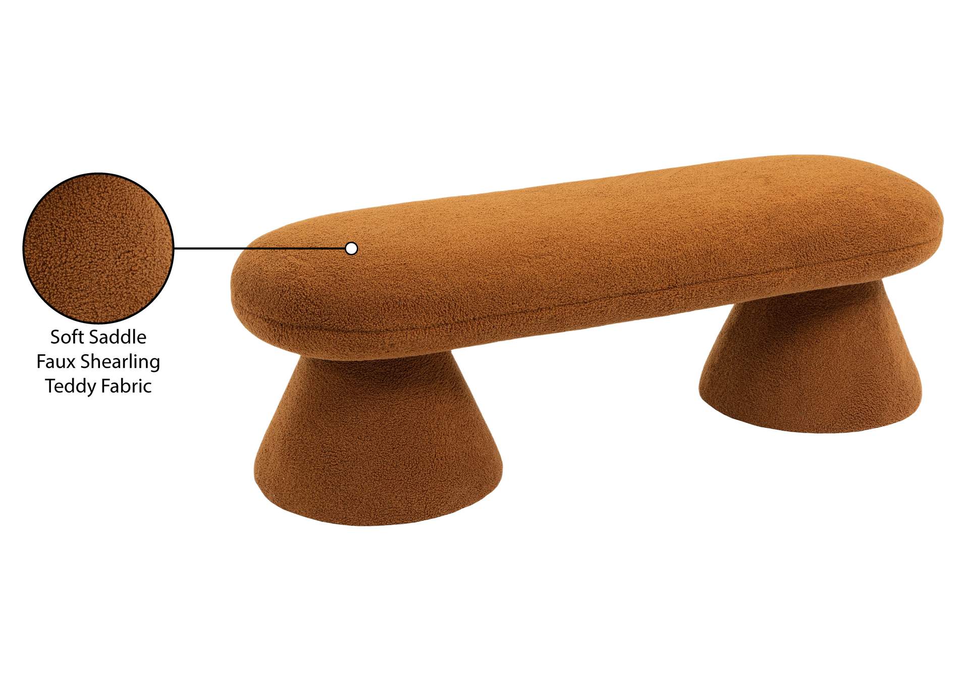 Drum Saddle Faux Shearling Teddy Fabric Bench,Meridian Furniture
