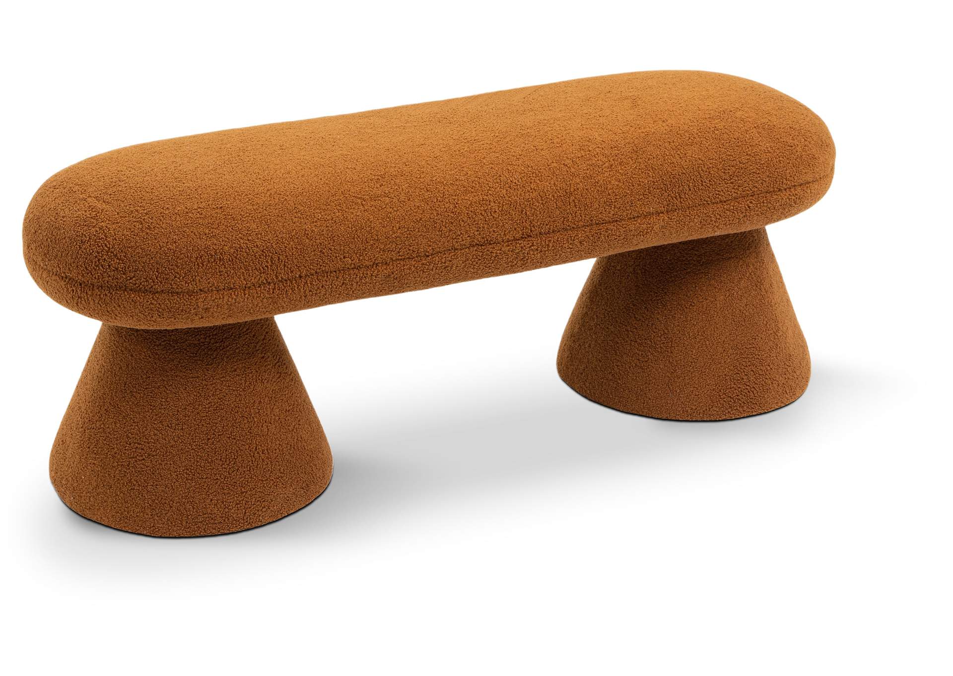 Drum Saddle Faux Shearling Teddy Fabric Bench,Meridian Furniture