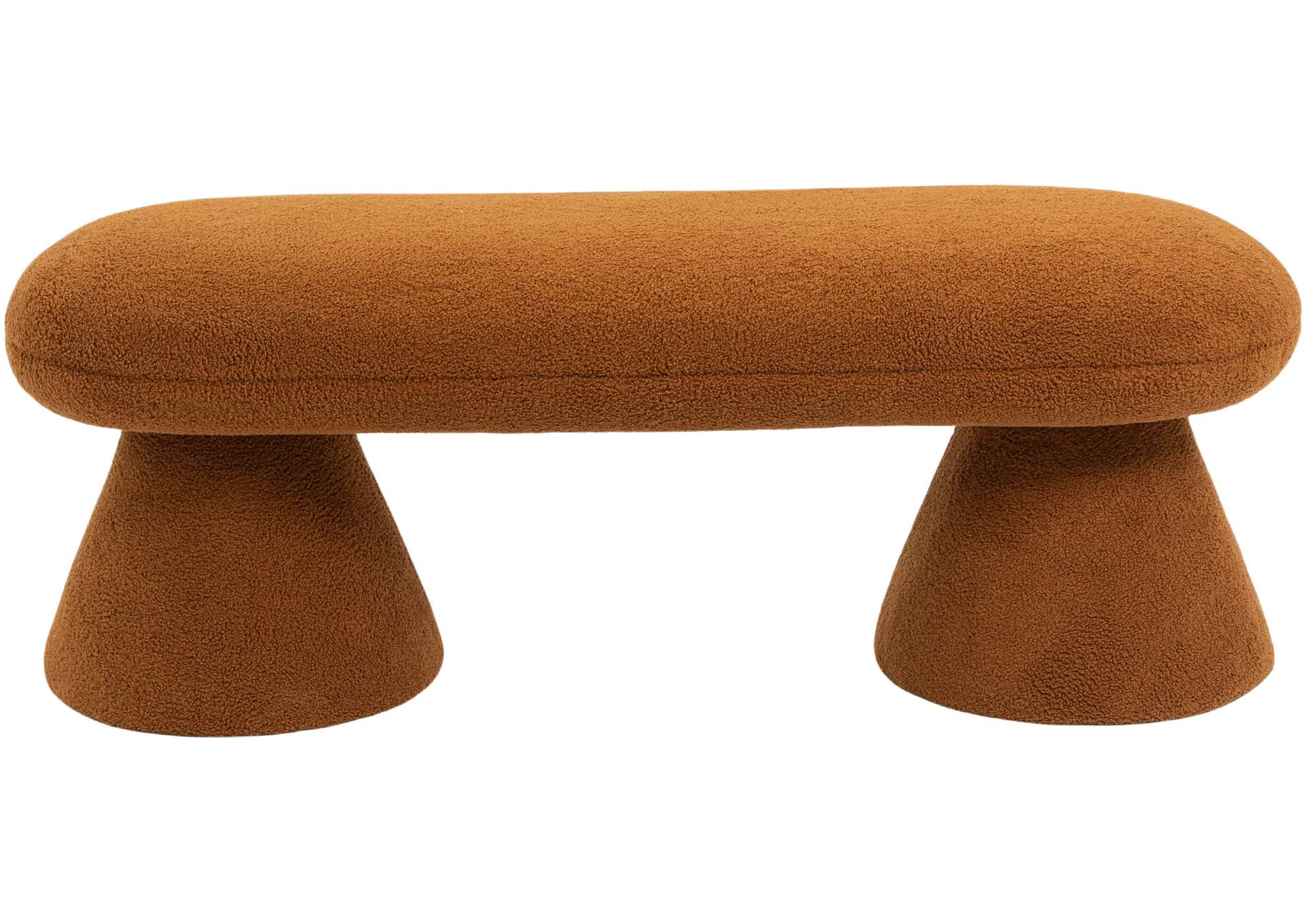 Drum Saddle Faux Shearling Teddy Fabric Bench,Meridian Furniture