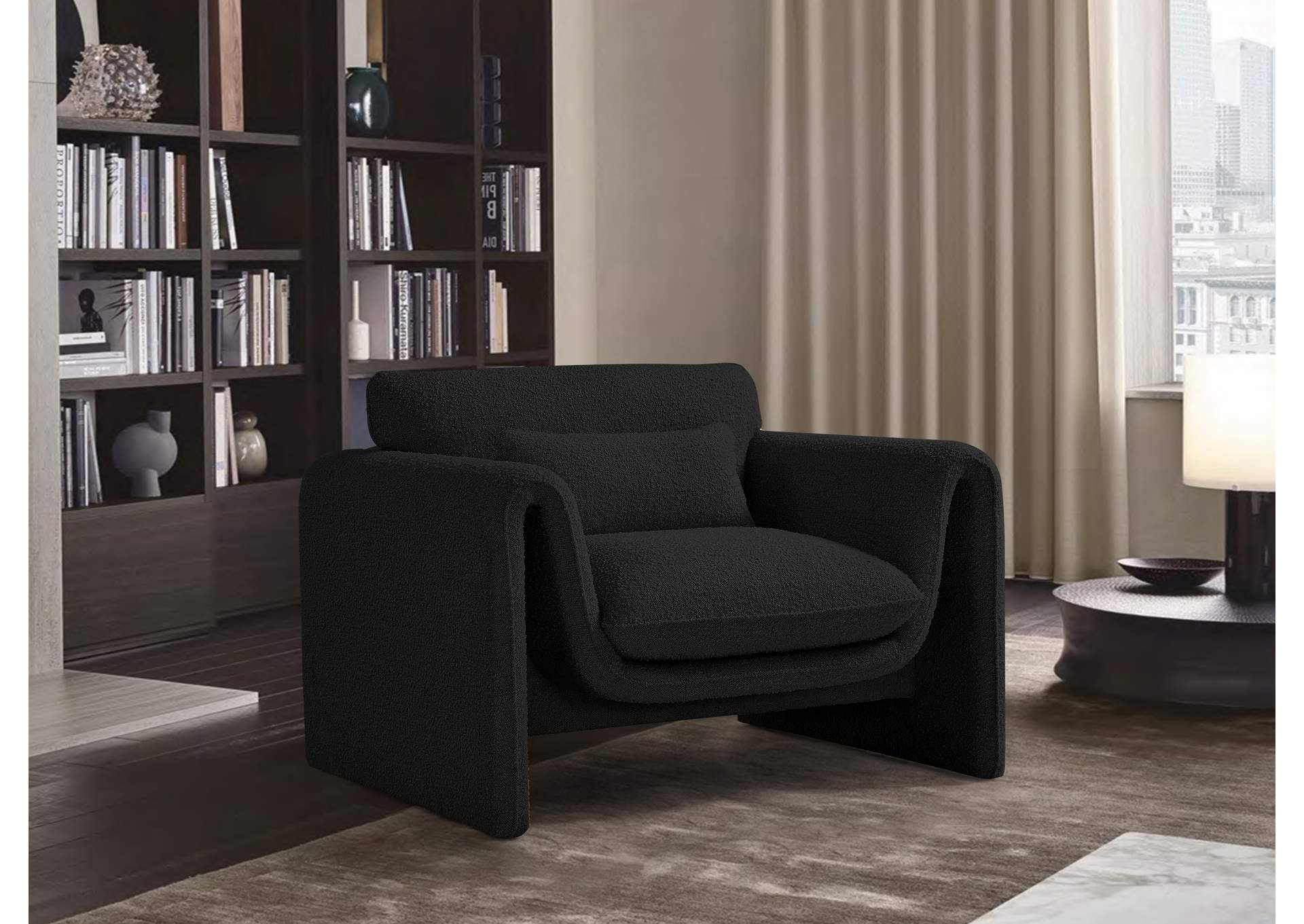 Stylus Black Boucle Fabric Chair,Meridian Furniture