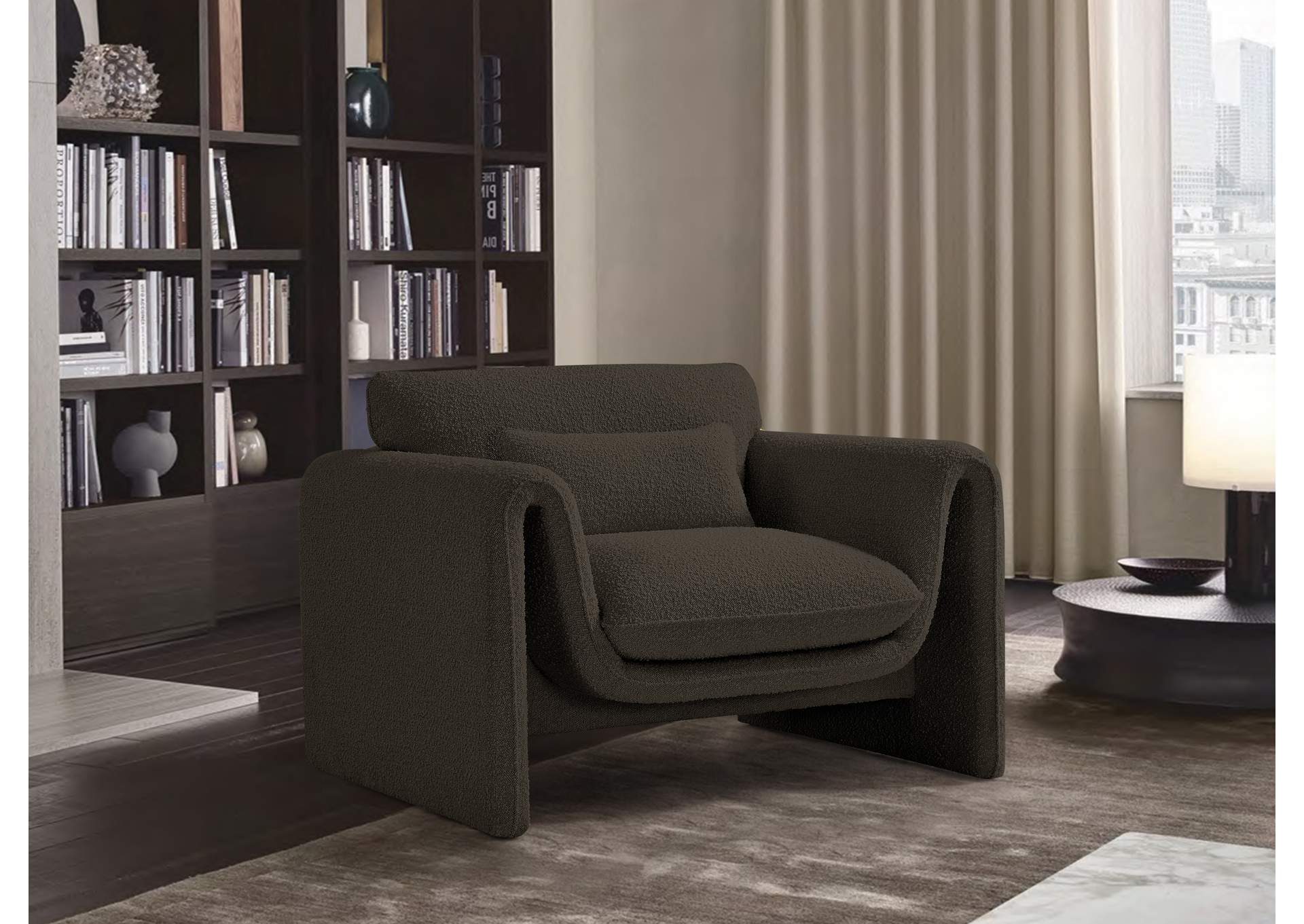 Stylus Brown Boucle Fabric Chair,Meridian Furniture