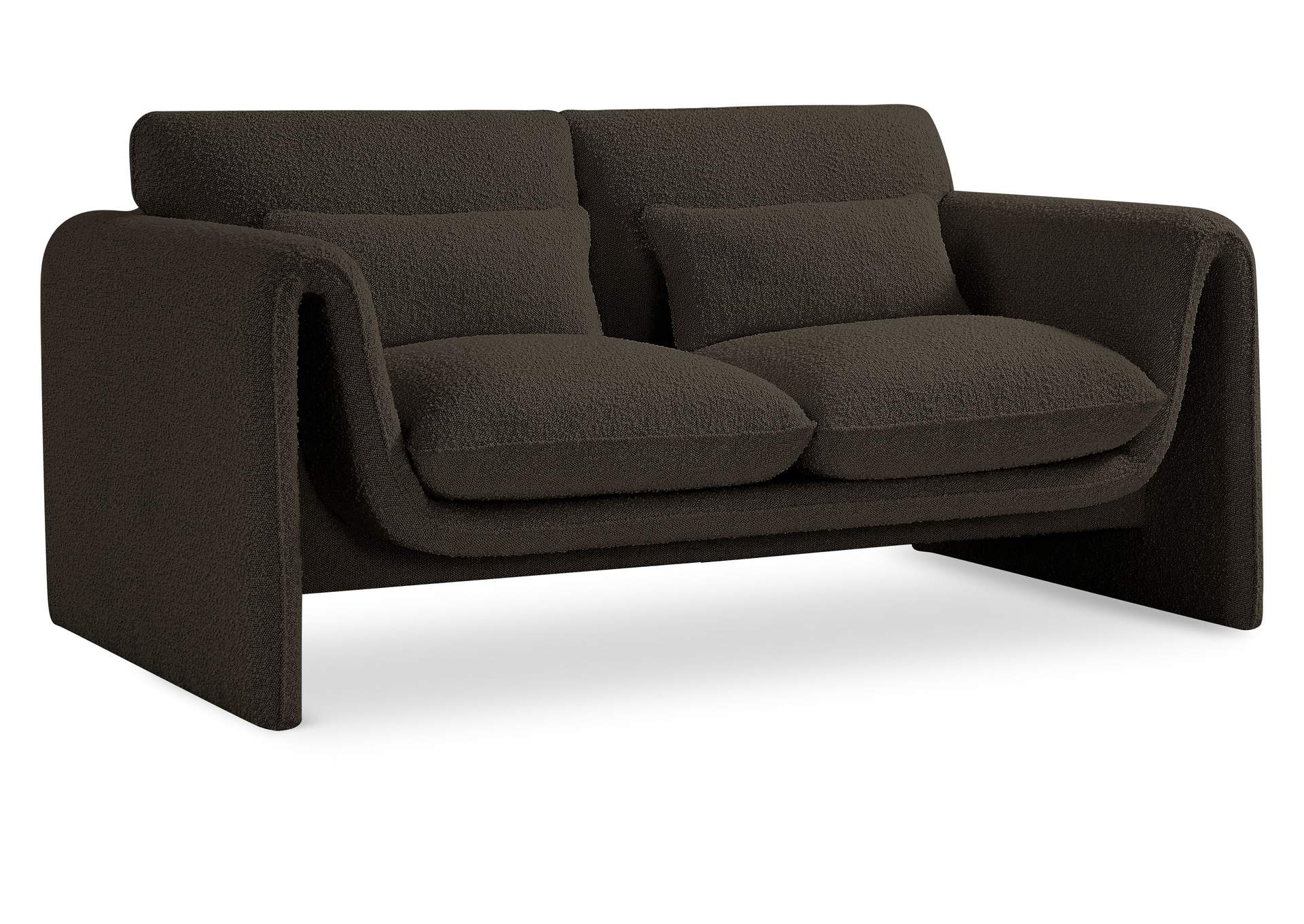 Stylus Brown Boucle Fabric Loveseat,Meridian Furniture