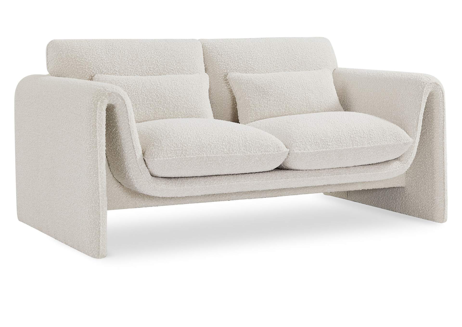 Stylus Cream Boucle Fabric Loveseat,Meridian Furniture