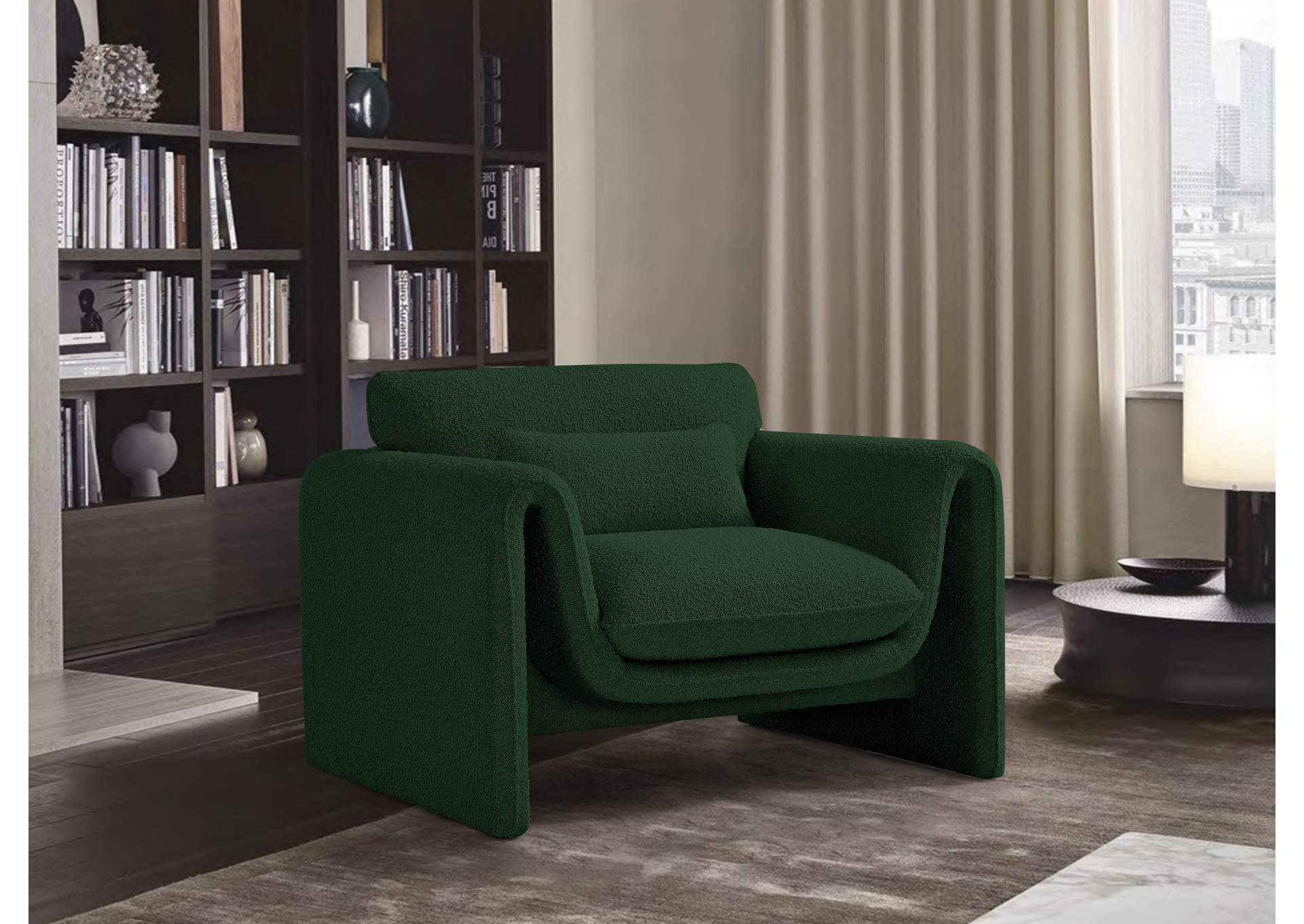 Stylus Green Boucle Fabric Chair,Meridian Furniture