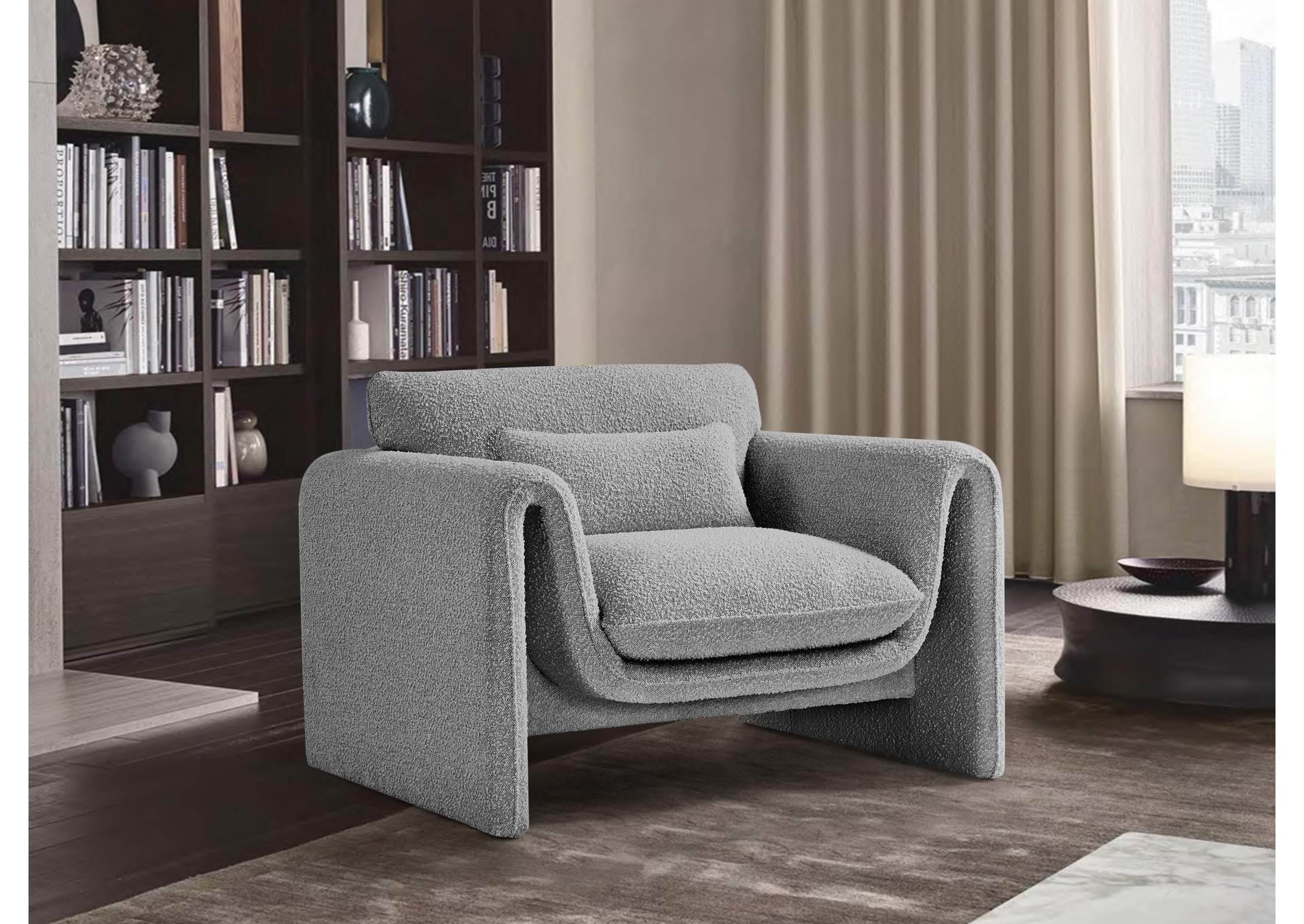 Stylus Grey Boucle Fabric Chair,Meridian Furniture