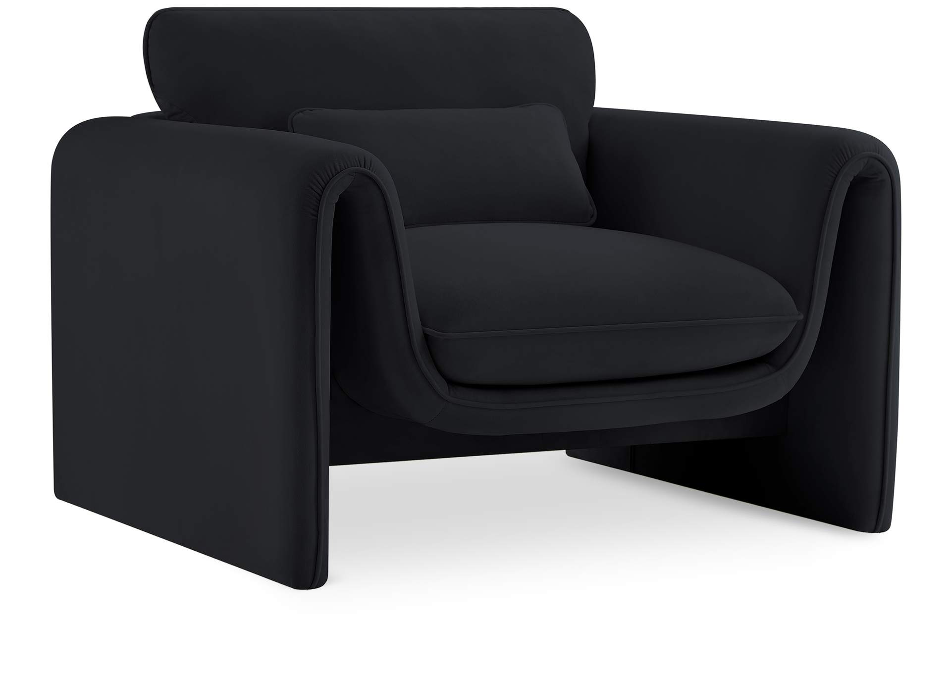 Sloan Black Velvet Fabric Chair,Meridian Furniture