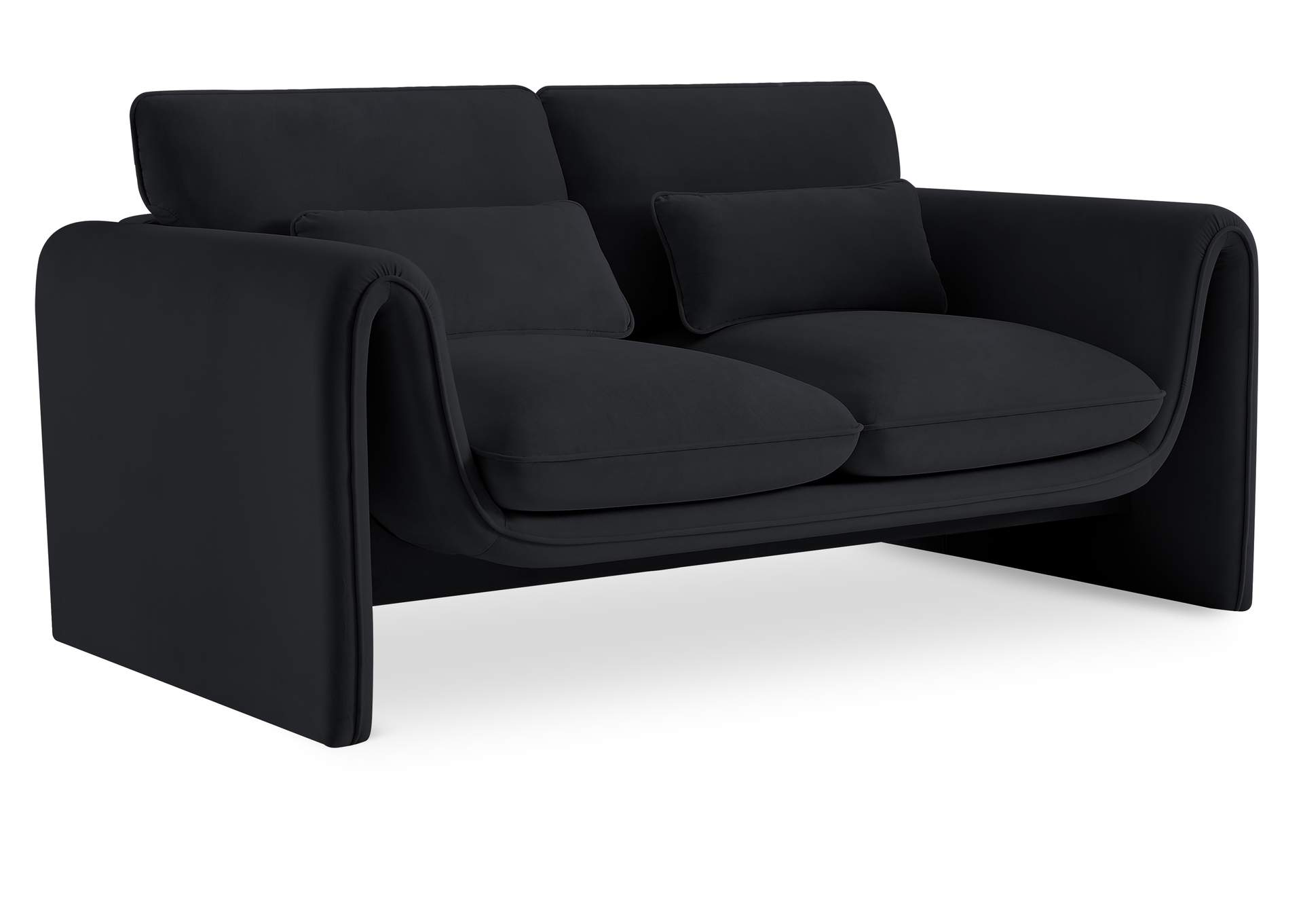 Sloan Black Velvet Fabric Loveseat,Meridian Furniture