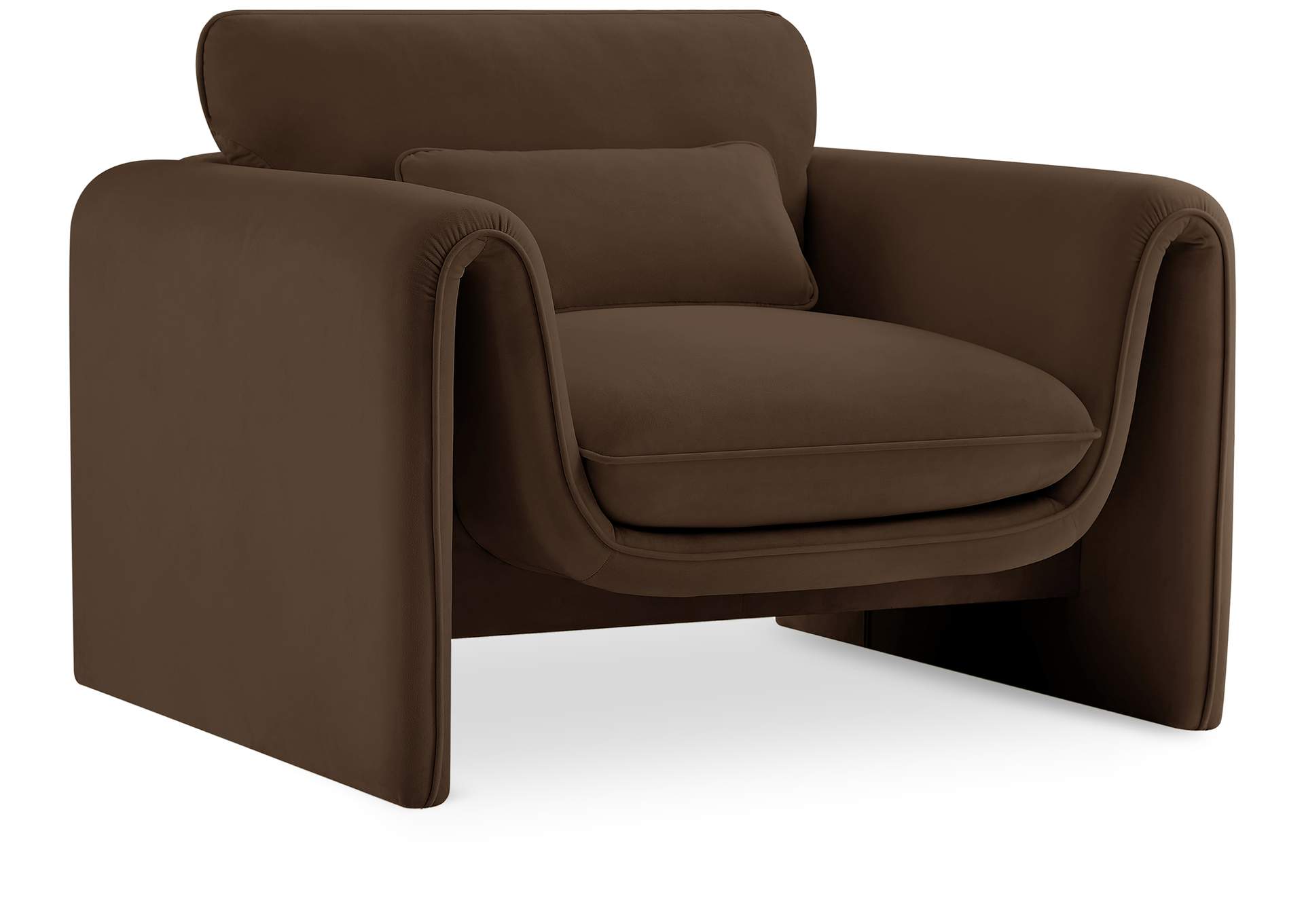 Sloan Brown Velvet Fabric Chair,Meridian Furniture