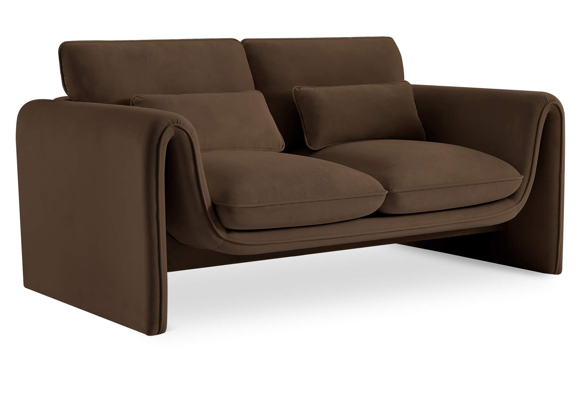 Sloan Brown Velvet Fabric Loveseat,Meridian Furniture
