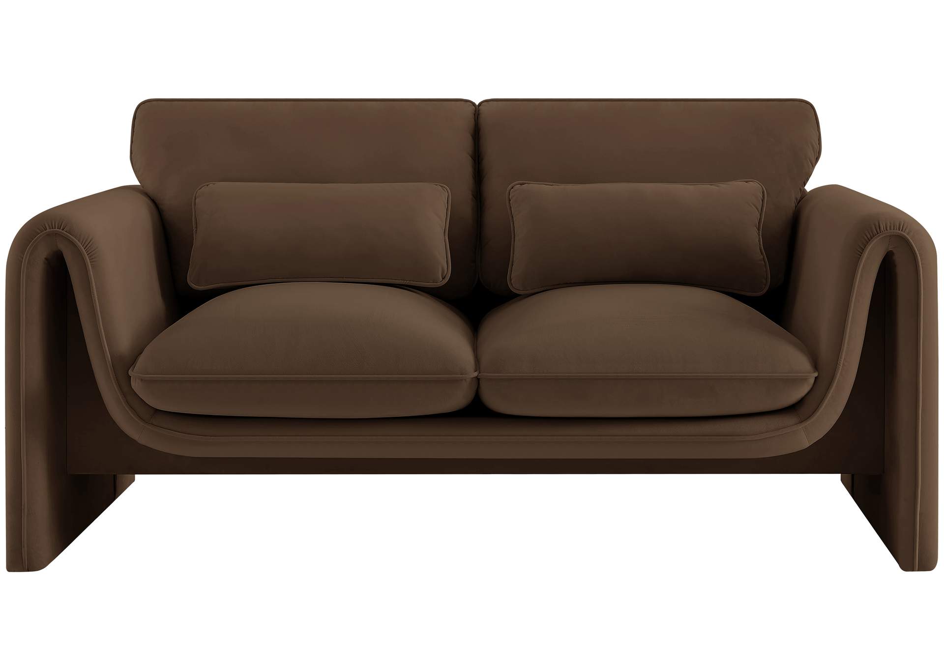 Sloan Brown Velvet Fabric Loveseat,Meridian Furniture