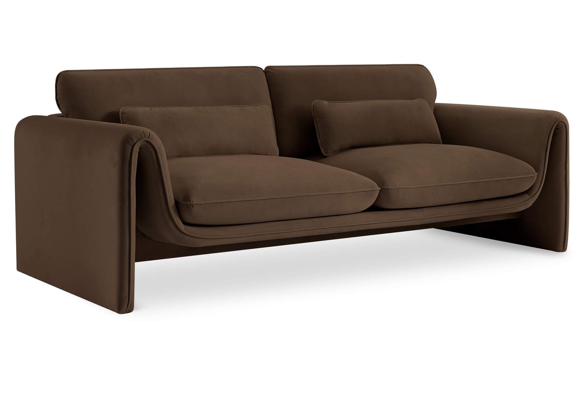 Sloan Brown Velvet Fabric Sofa,Meridian Furniture
