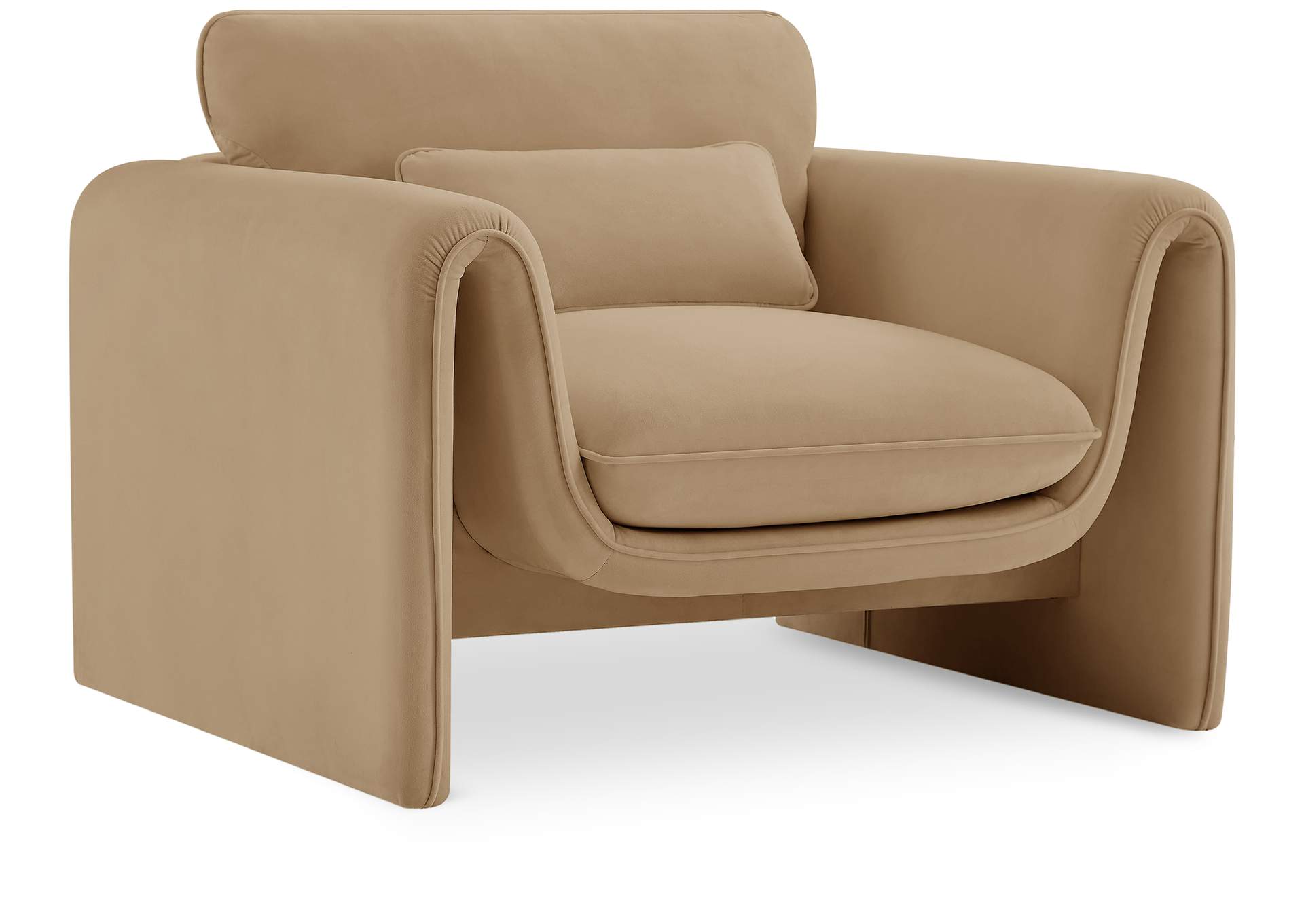 Sloan Camel Velvet Fabric Chair,Meridian Furniture